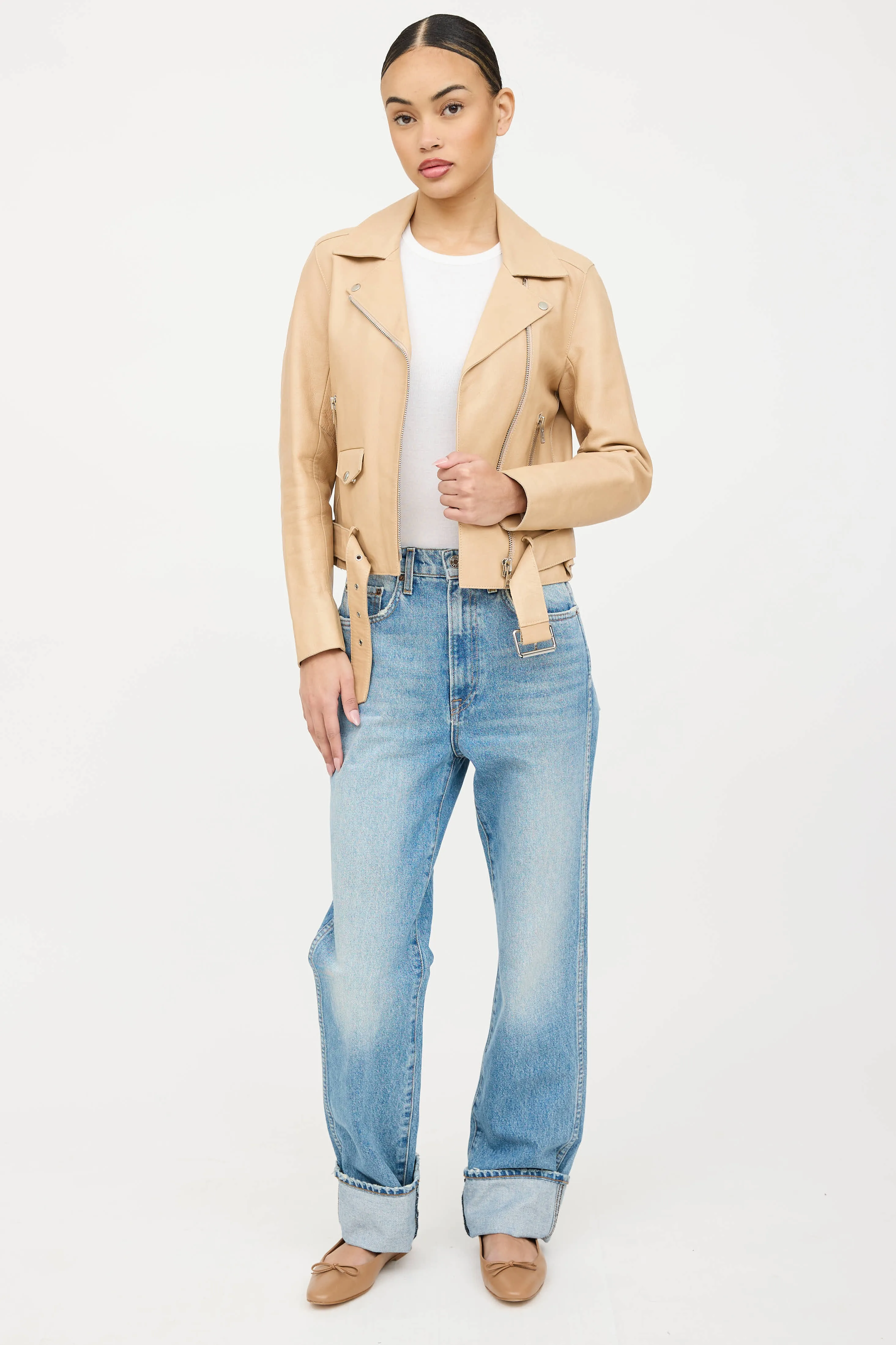 Belted Leather Rider Jacket sold by VSP Consignment product image thumbnail 5