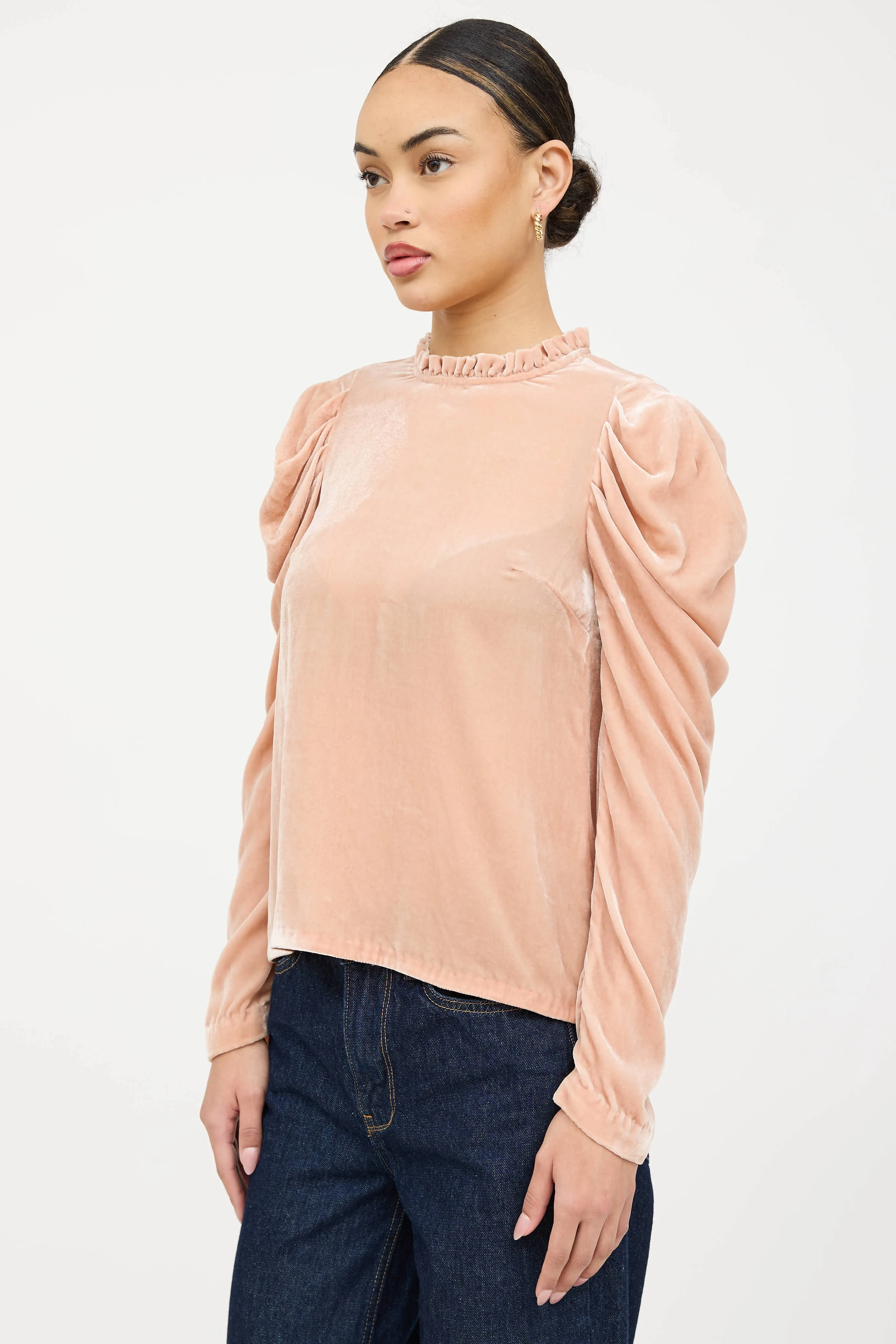 Velvet Ruffled Longsleeve Top sold by VSP Consignment product image thumbnail 4