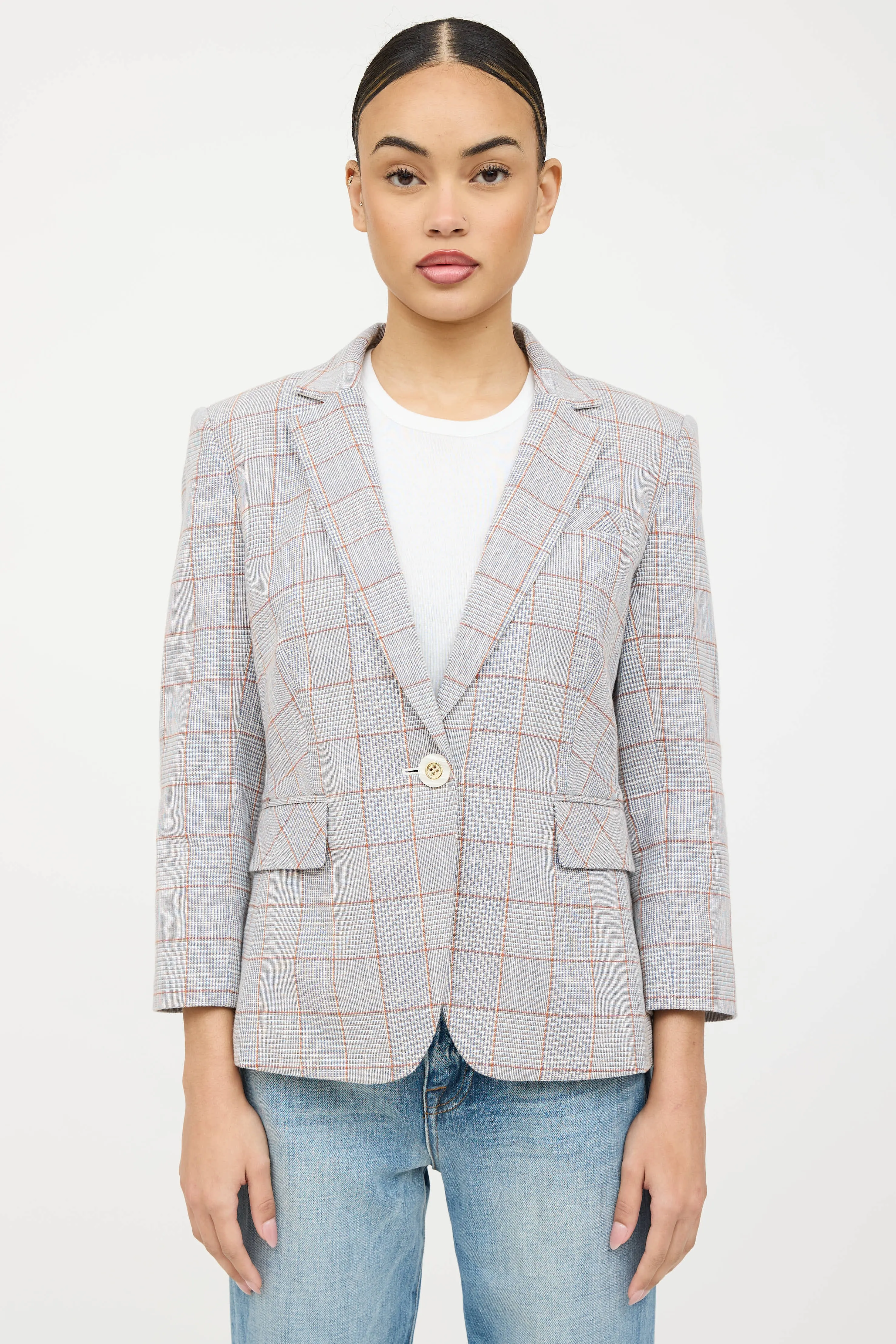 Plaid Woven Notched Blazer sold by VSP Consignment