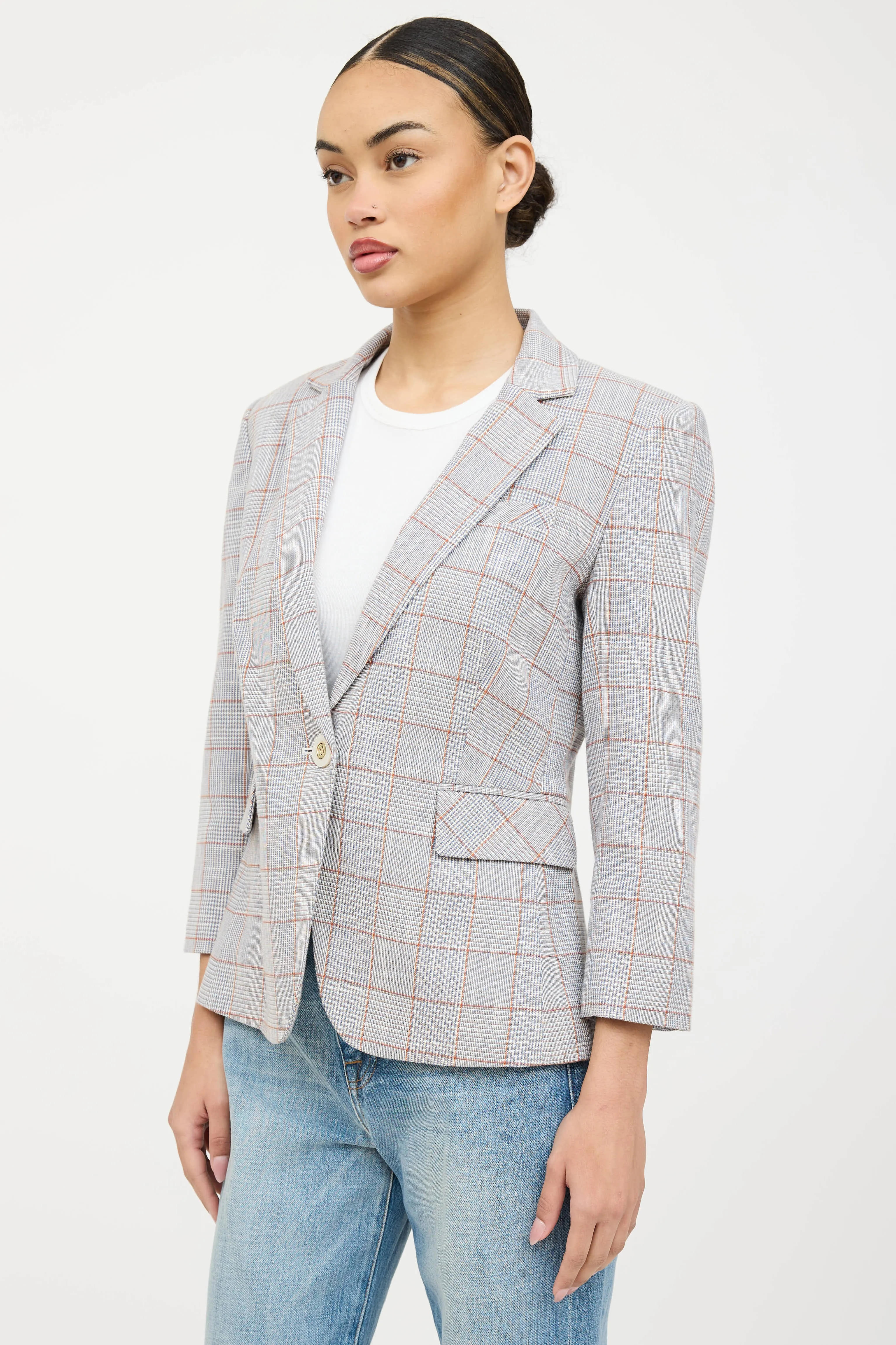 Plaid Woven Notched Blazer sold by VSP Consignment product image thumbnail 2