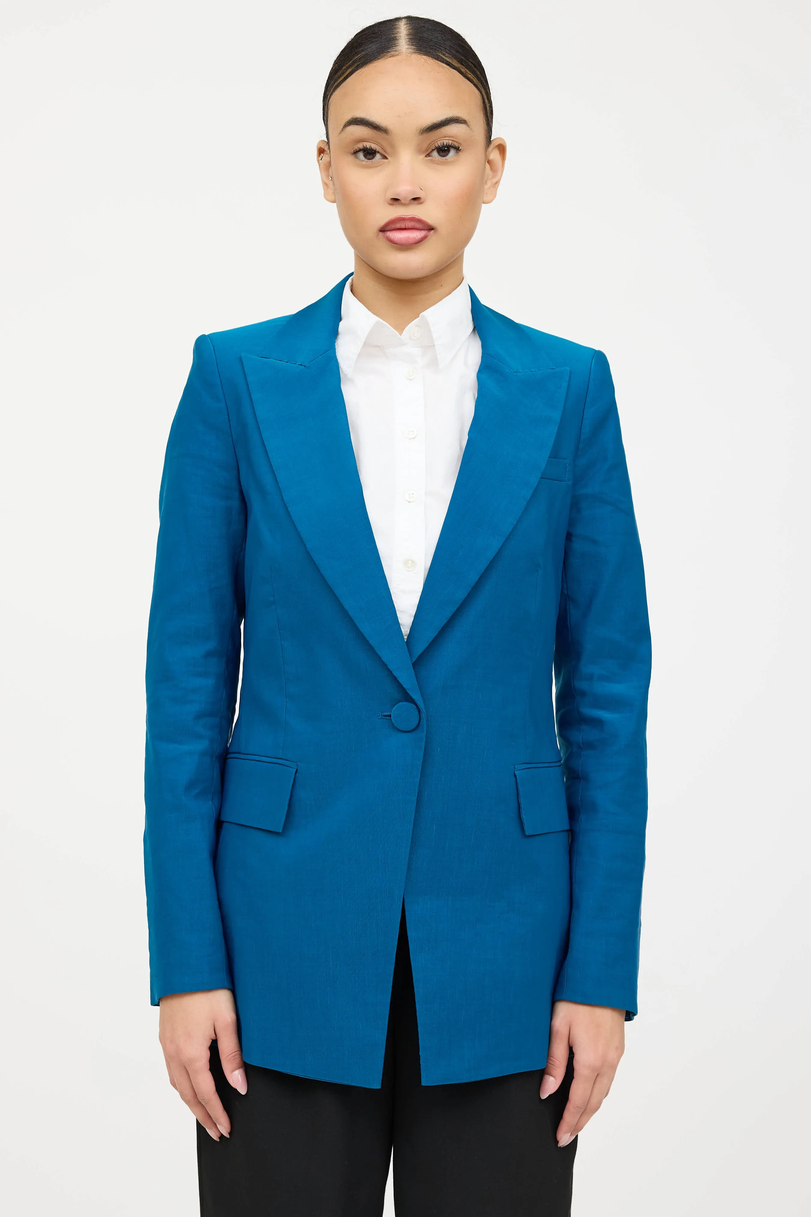 Satin Peak Lapel Blazer sold by VSP Consignment