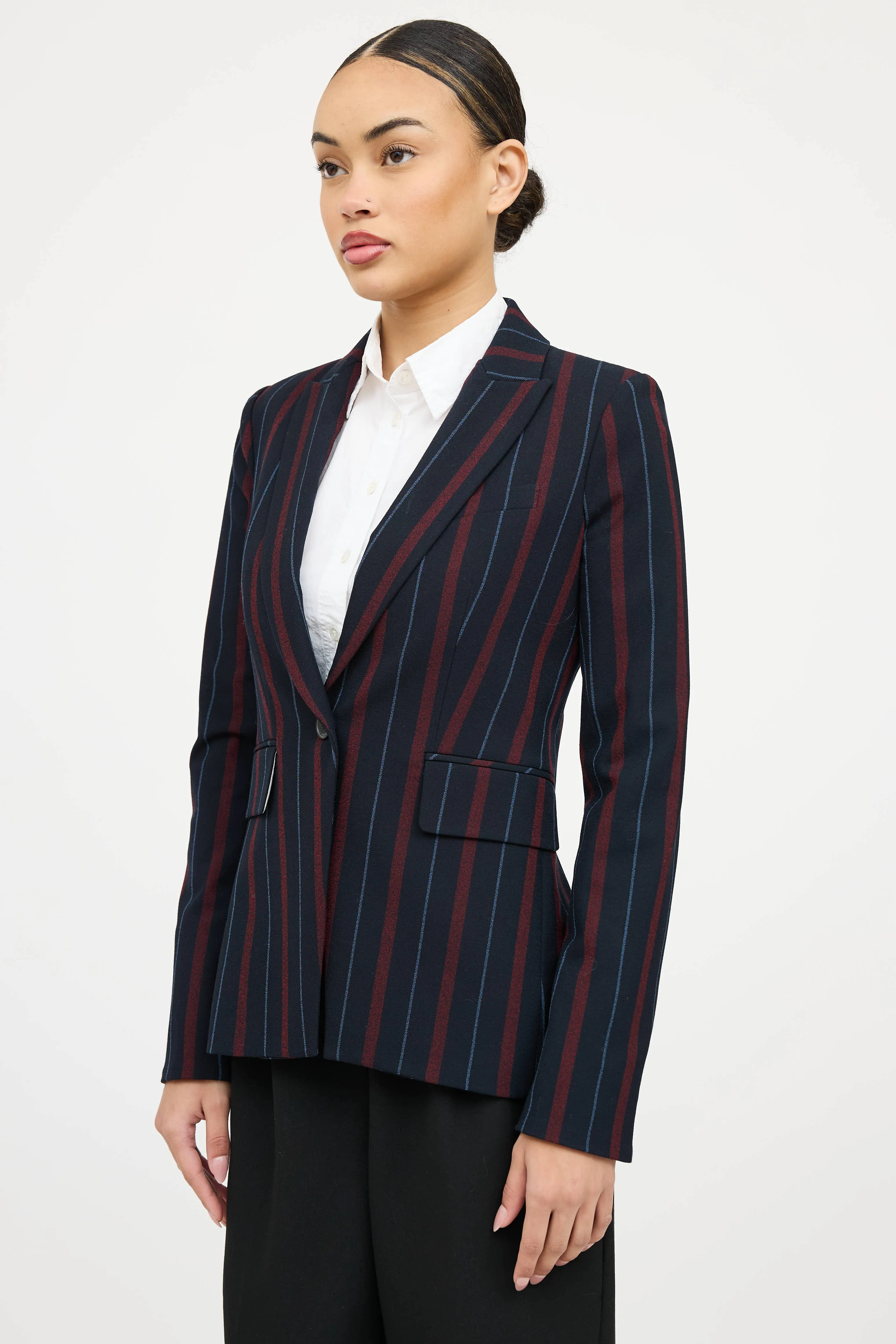 Striped Peak Lapel Blazer sold by VSP Consignment product image thumbnail 2