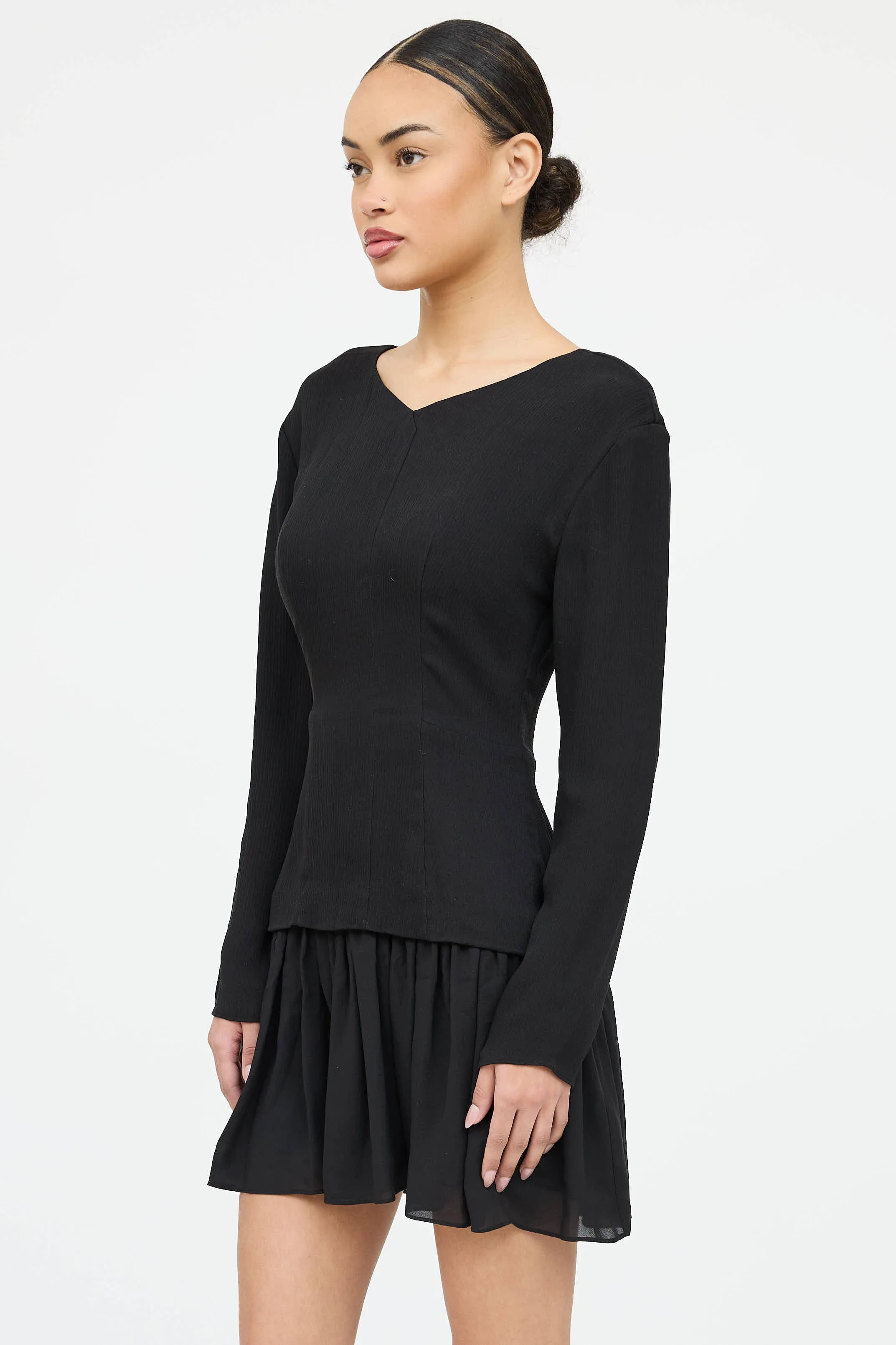 Silk Iris V-Neck Ruffled Dress sold by VSP Consignment product image thumbnail 4