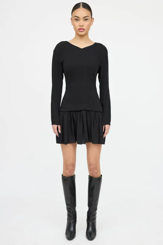 Silk Iris V-Neck Ruffled Dress sold by VSP Consignment