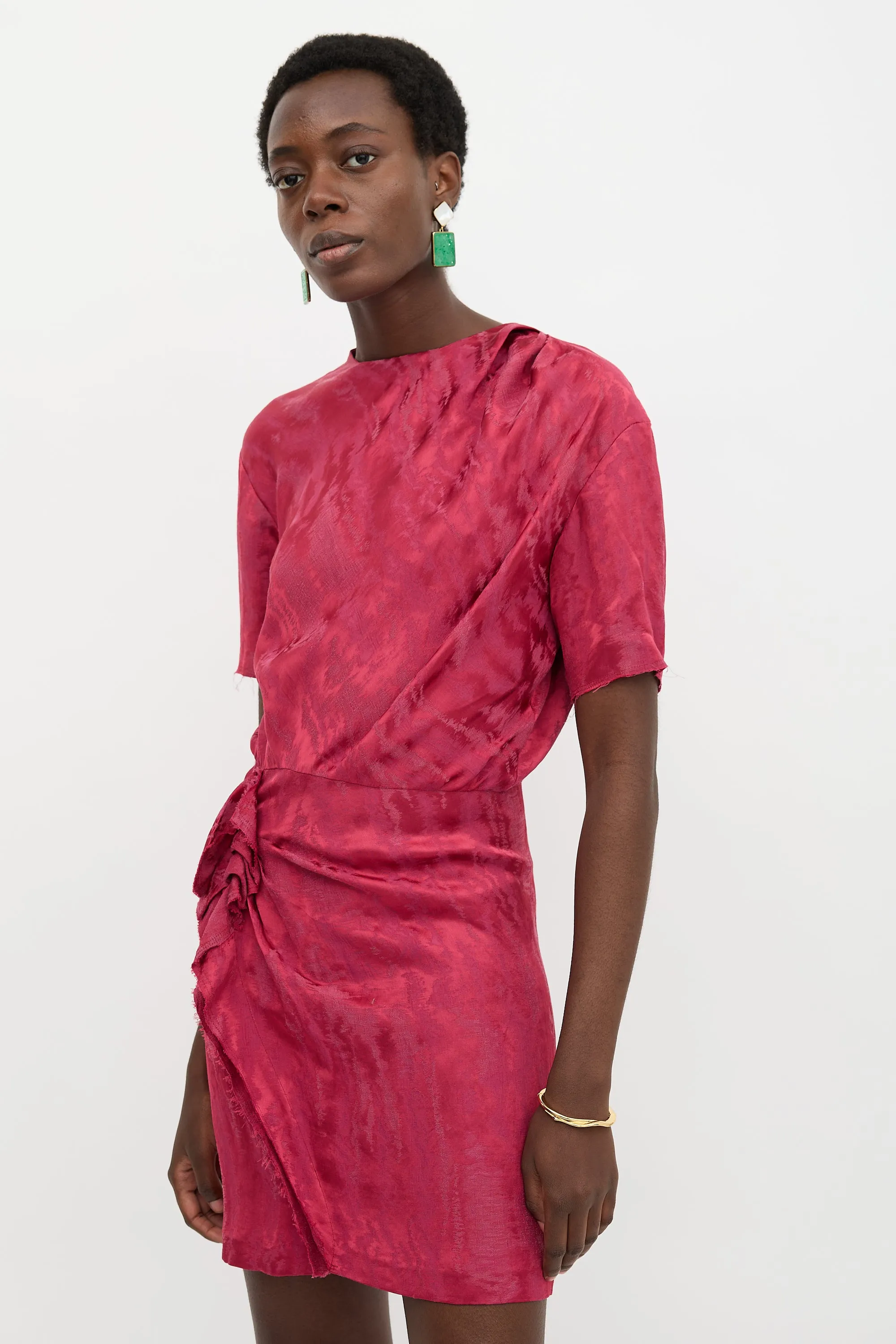 Satin Jacquard Ruffled Dress sold by VSP Consignment product image thumbnail 3