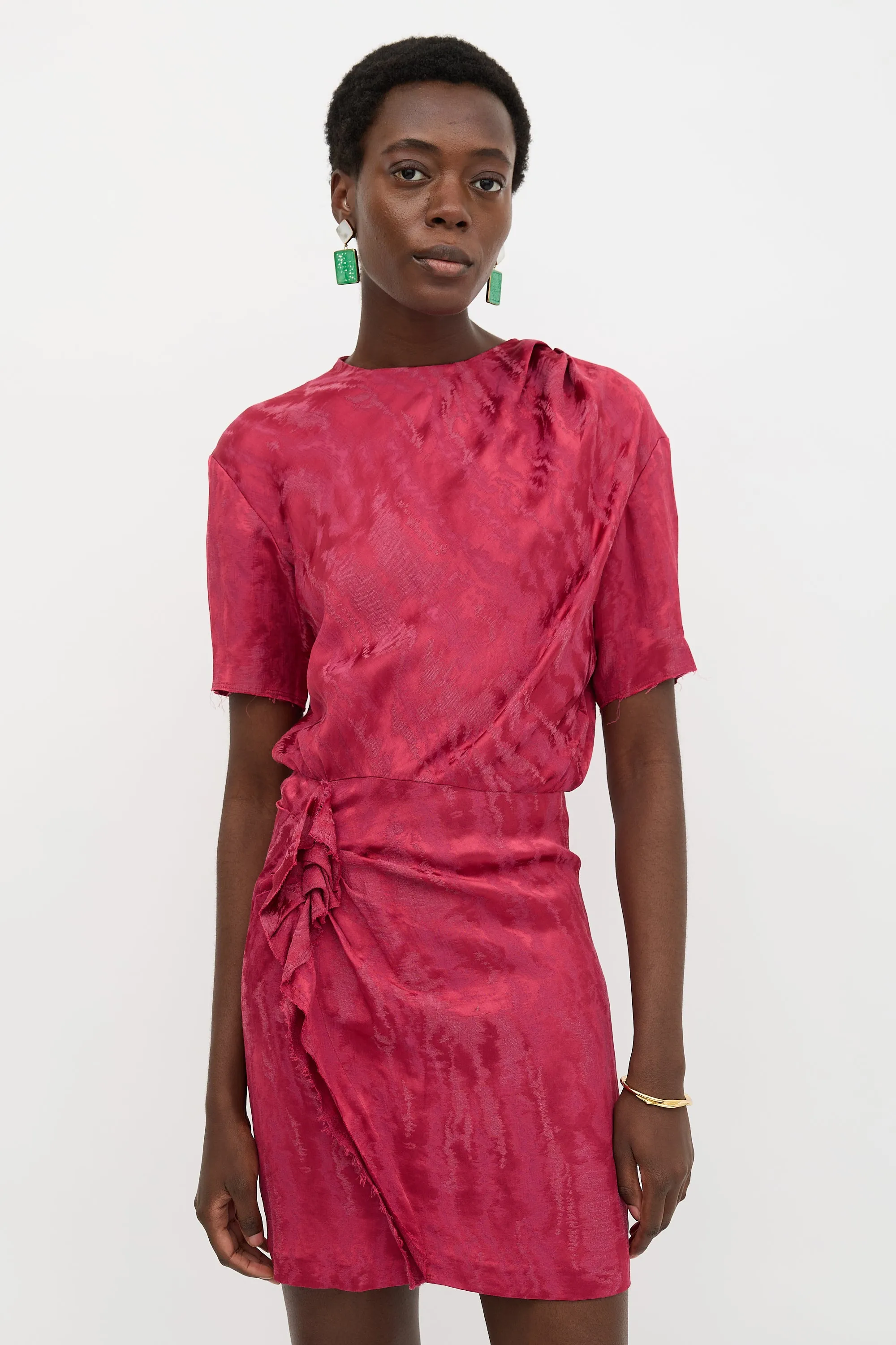 Satin Jacquard Ruffled Dress sold by VSP Consignment