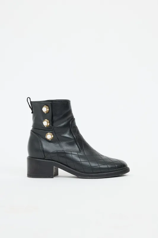 Quilted Lambskin Pearl Boot sold by VSP Consignment