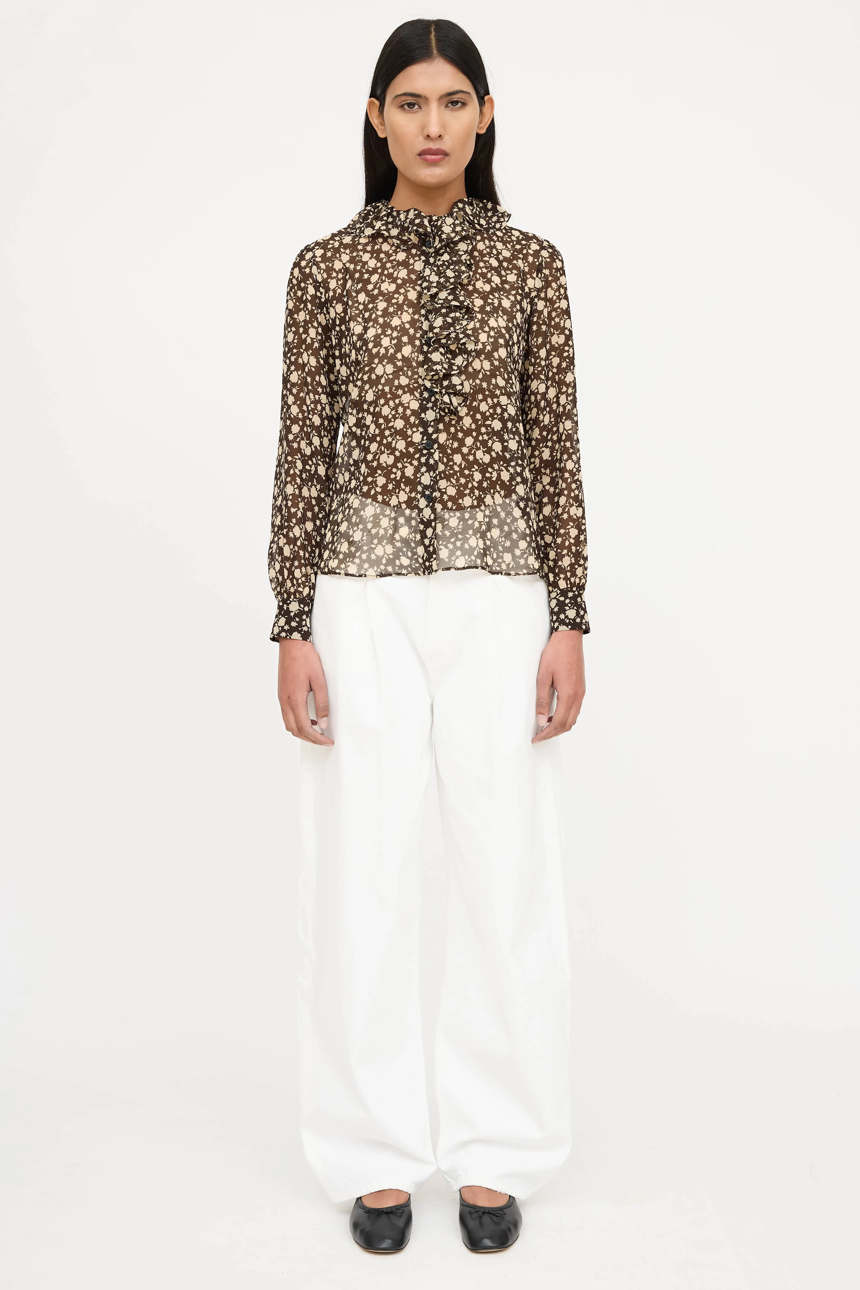 Silk Floral Ruffle Blouse sold by VSP Consignment product image thumbnail 2