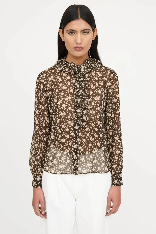 Silk Floral Ruffle Blouse made by Nili Lotan