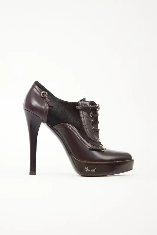Leather & Hair Heeled Boot made by Gucci