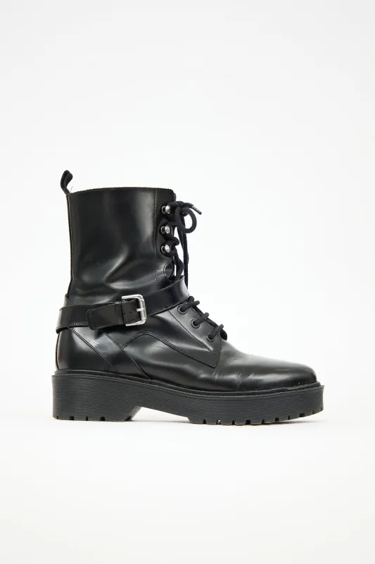 Leather Combat Boot made by Maje