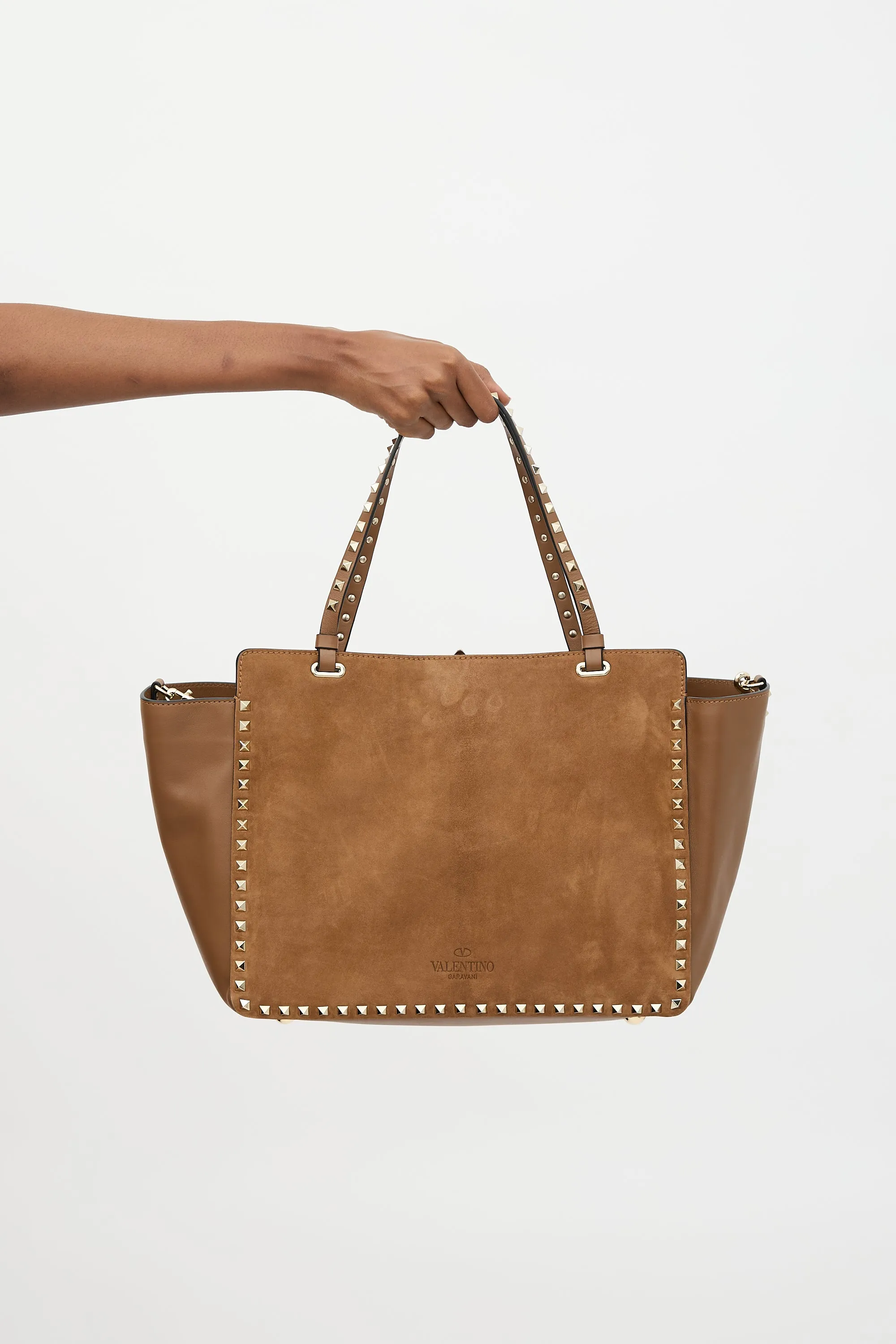 Suede & Leather Rockstud Tote Bag sold by VSP Consignment product image thumbnail 3