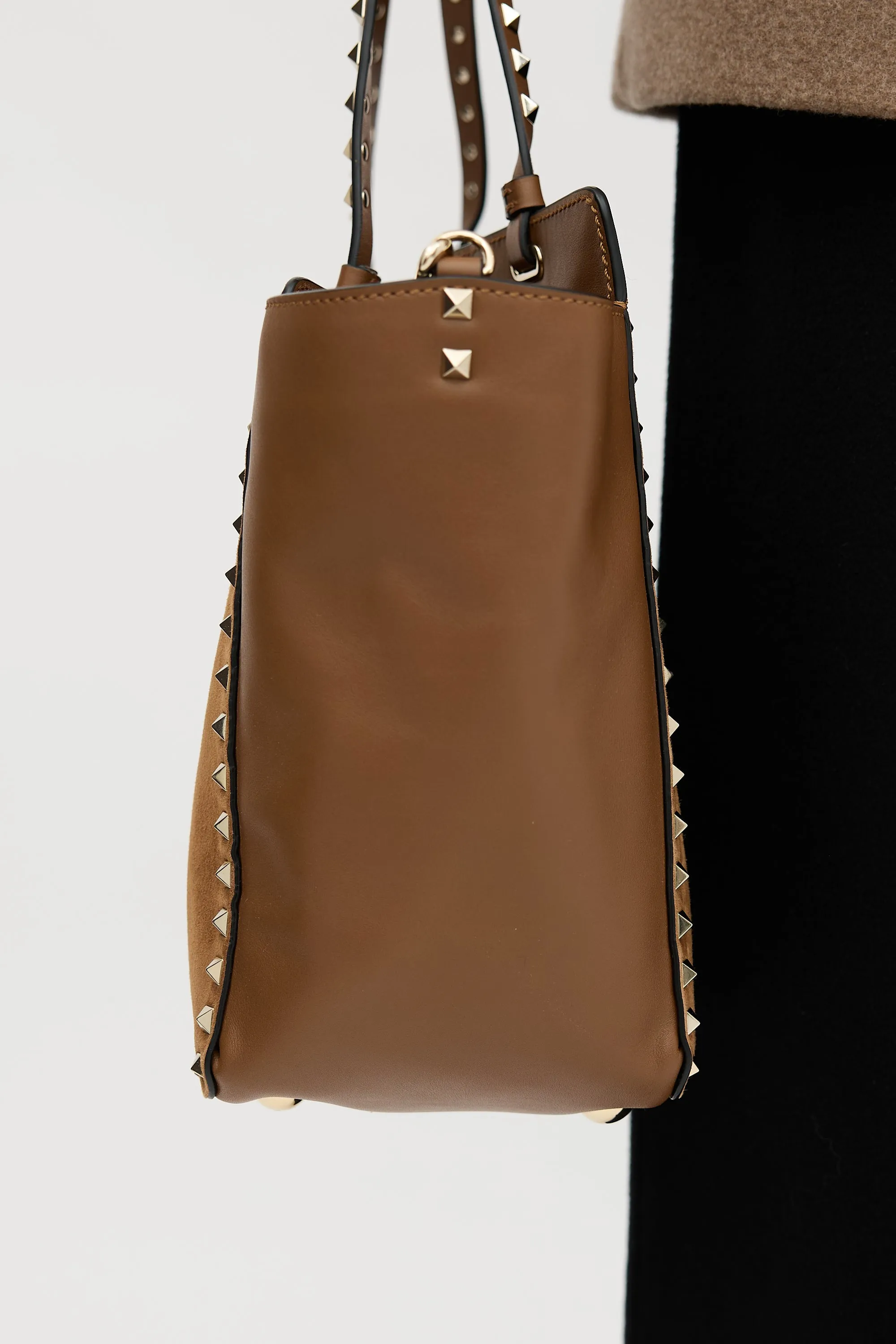 Suede & Leather Rockstud Tote Bag sold by VSP Consignment product image thumbnail 5