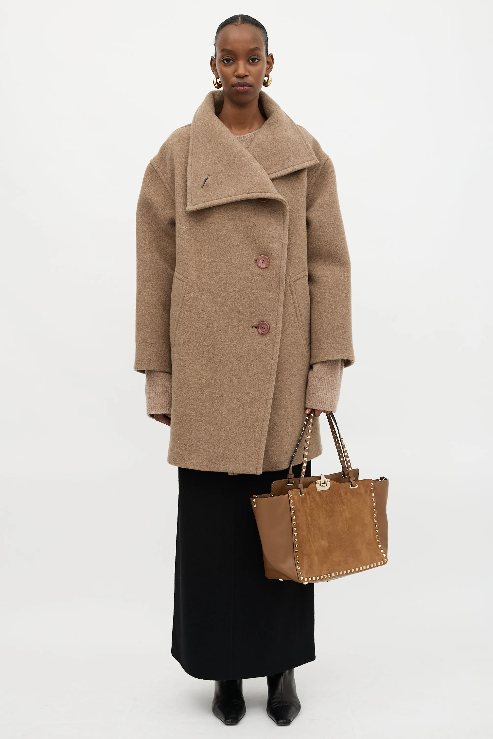 Suede & Leather Rockstud Tote Bag sold by VSP Consignment product image thumbnail 4