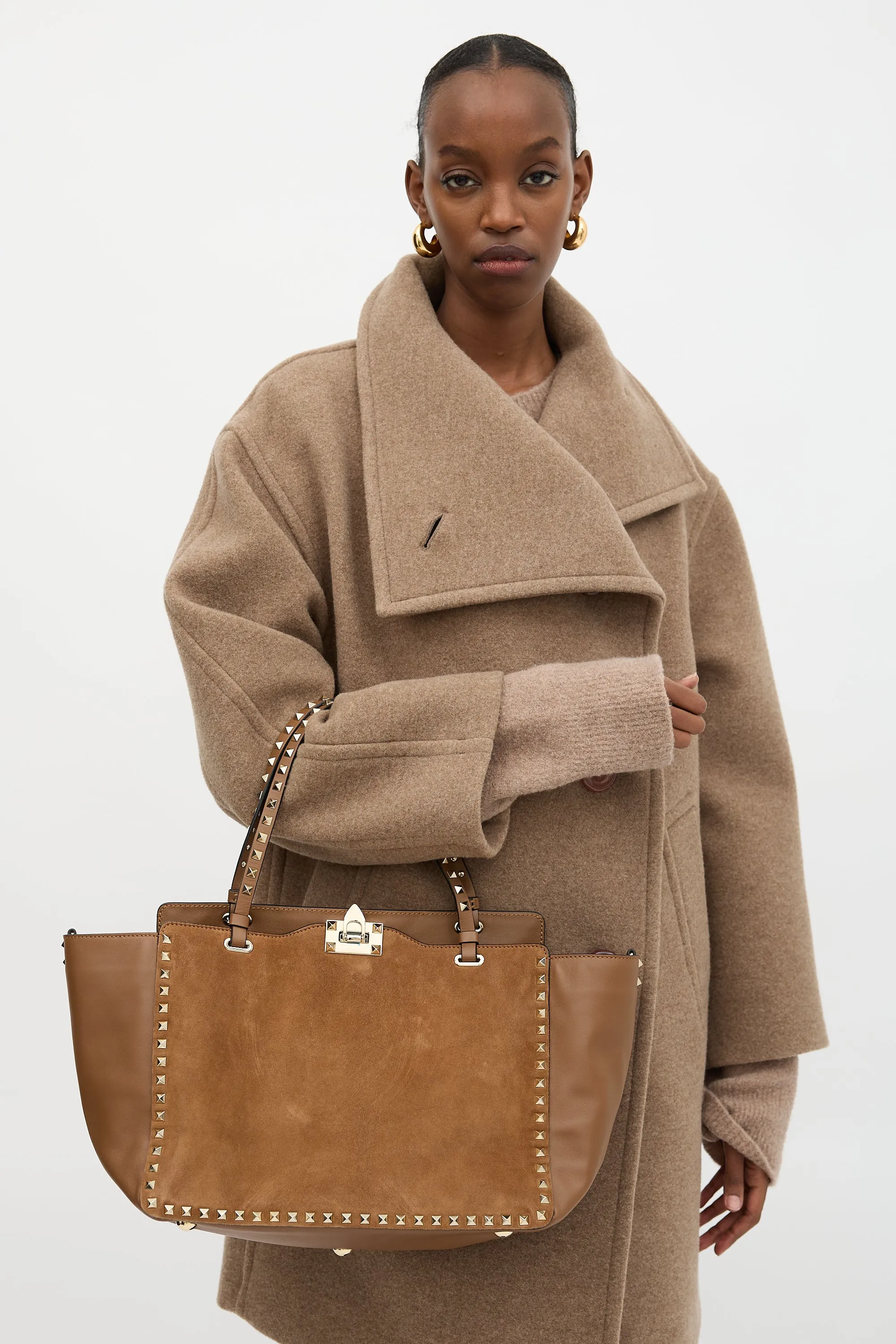 Suede & Leather Rockstud Tote Bag sold by VSP Consignment product image thumbnail 2
