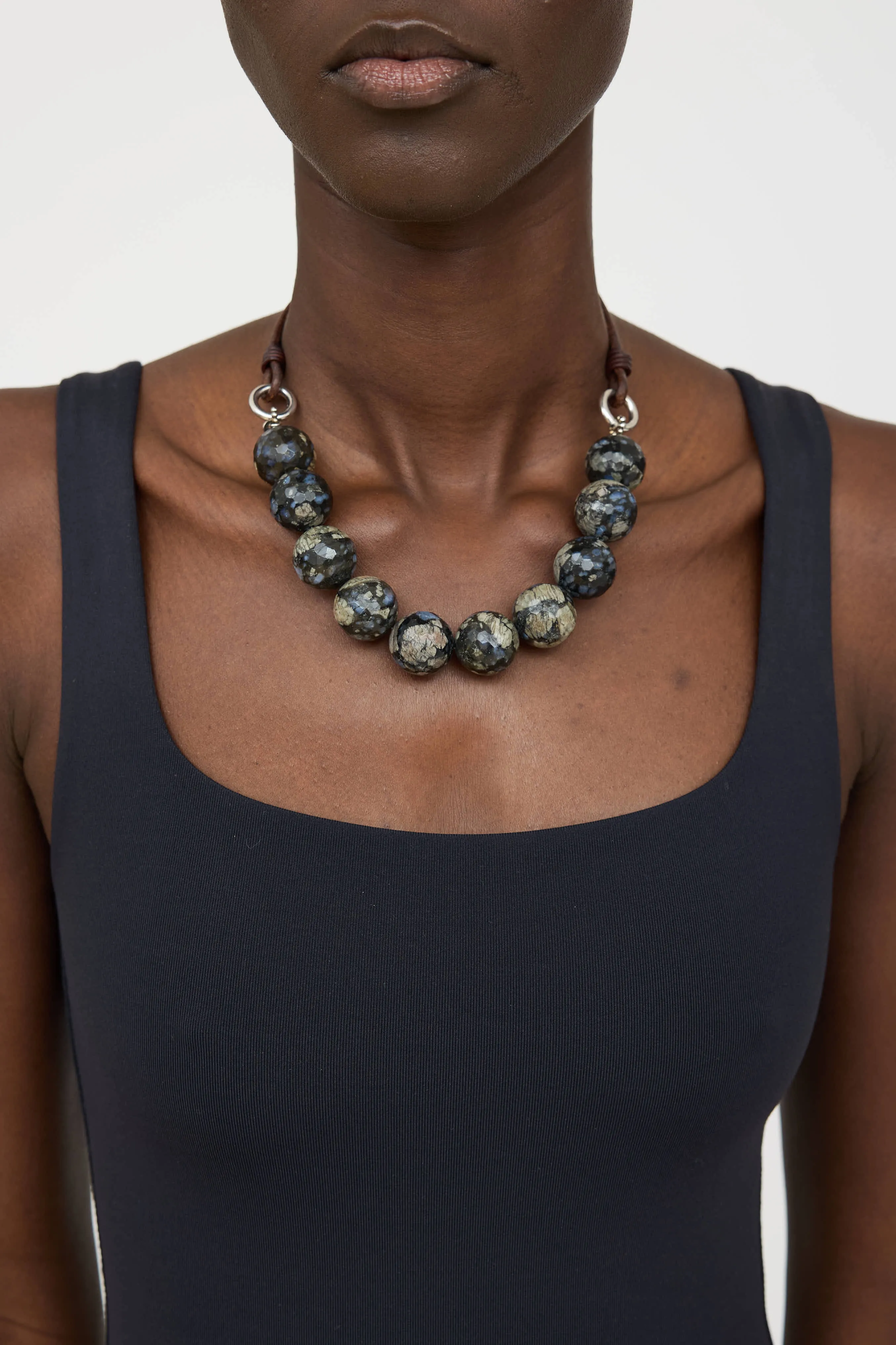 Sterling Silver Stone Ball Bead Necklace sold by VSP Consignment