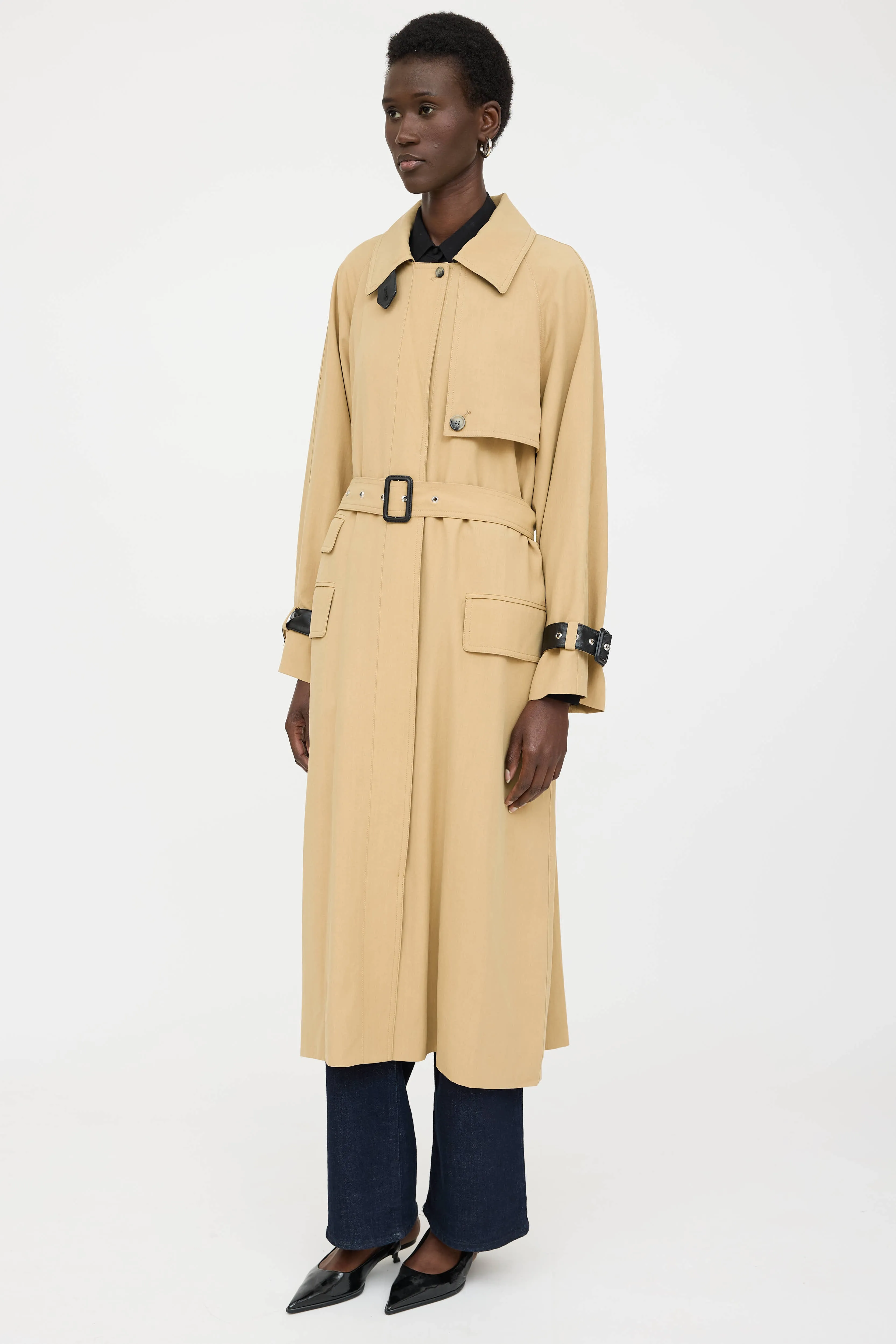 Belted Faux Leather Trench Coat sold by VSP Consignment product image thumbnail 3