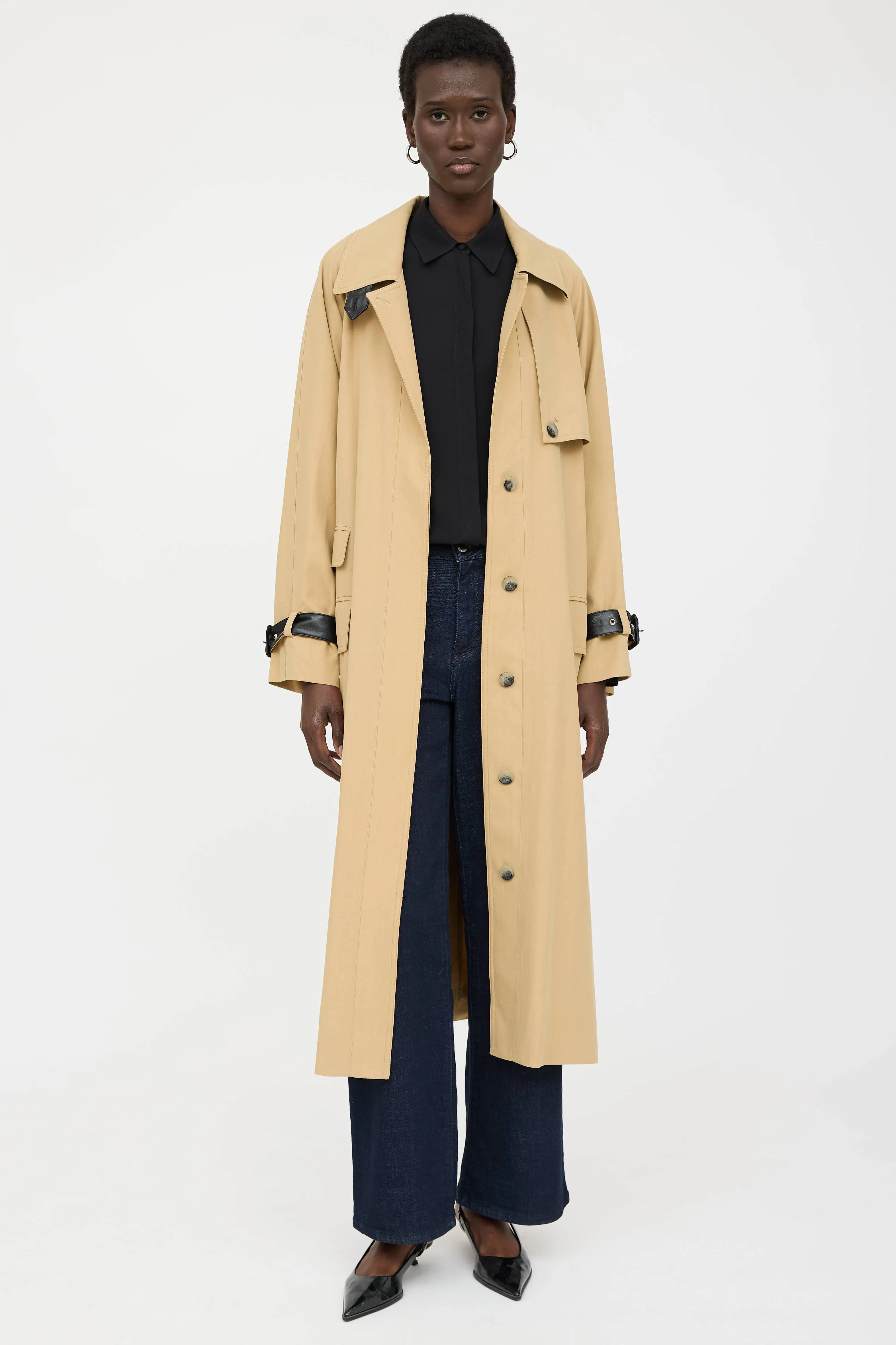Belted Faux Leather Trench Coat sold by VSP Consignment product image thumbnail 5
