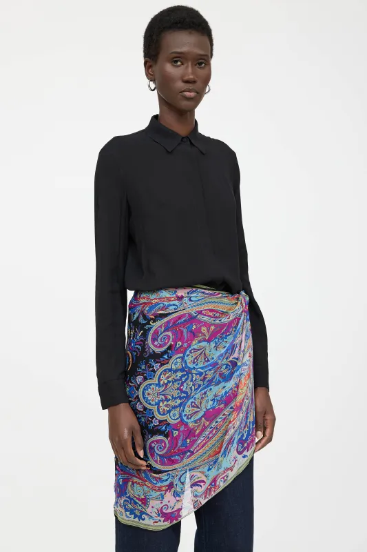 Silk Multi Paisley Scarf sold by VSP Consignment