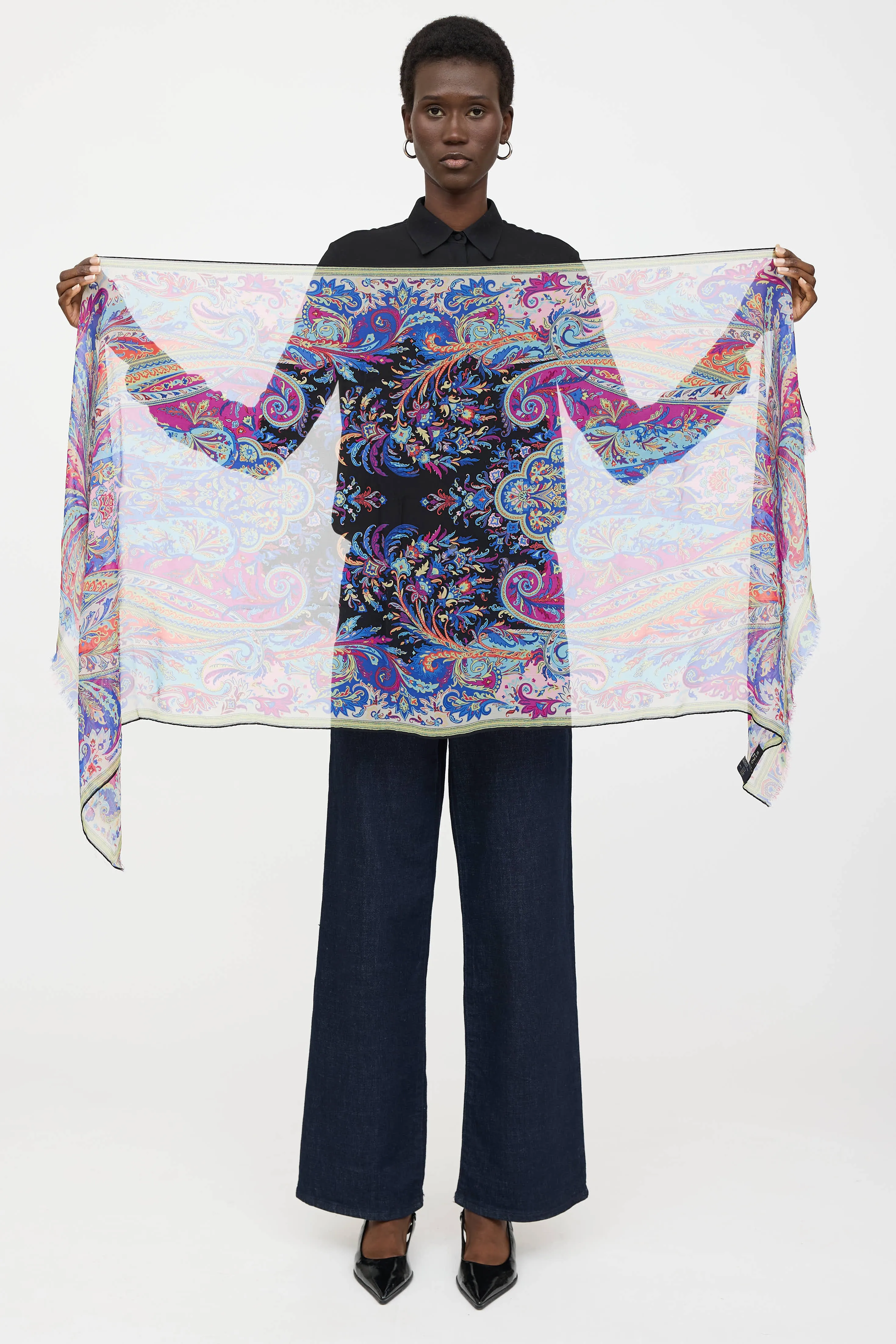 Silk Multi Paisley Scarf sold by VSP Consignment product image thumbnail 2