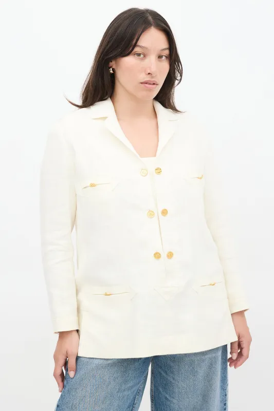 Linen Button Up Tunic Blazer sold by VSP Consignment