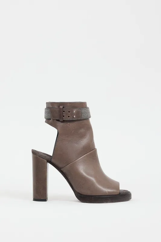 Leather Monili Cutout Boot made by Brunello Cucinelli