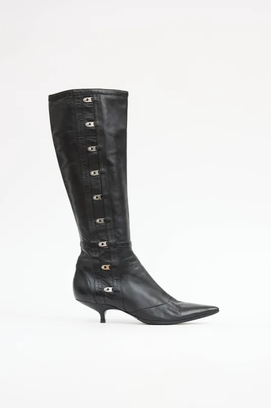 Leather Knee High Hook Boot made by Alexander McQueen