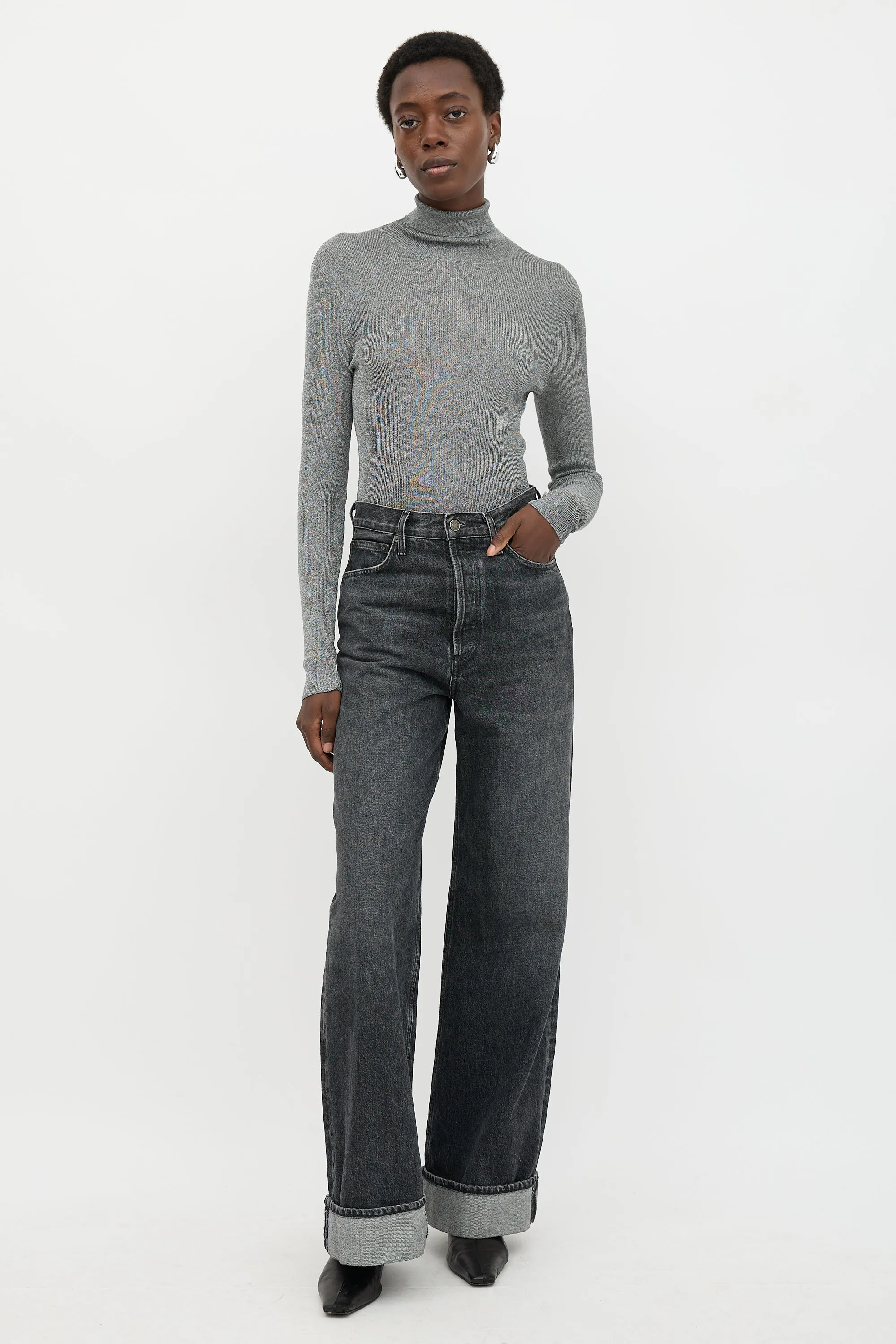 Metallic Knit Anabela Top sold by VSP Consignment product image thumbnail 2