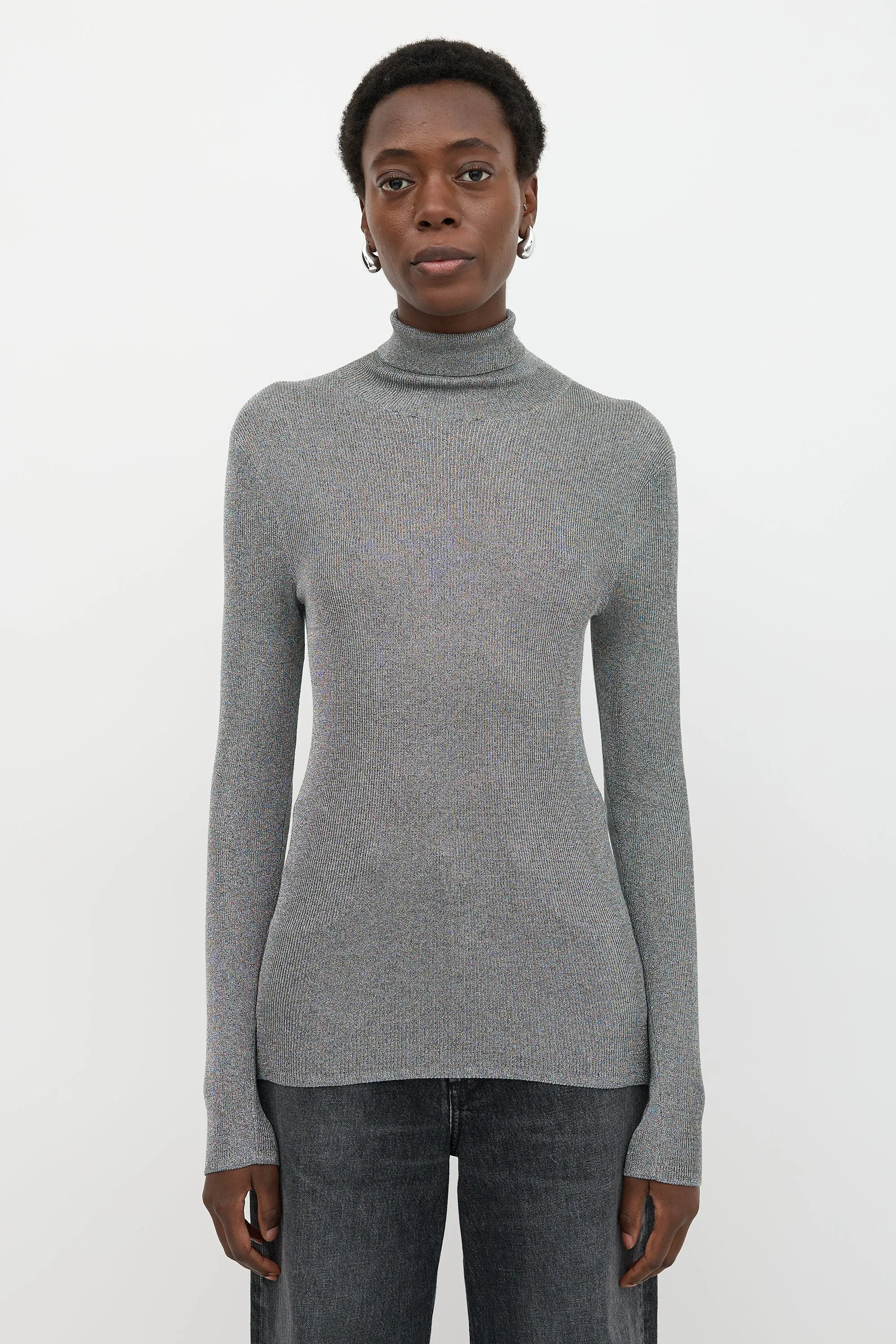 Metallic Knit Anabela Top sold by VSP Consignment
