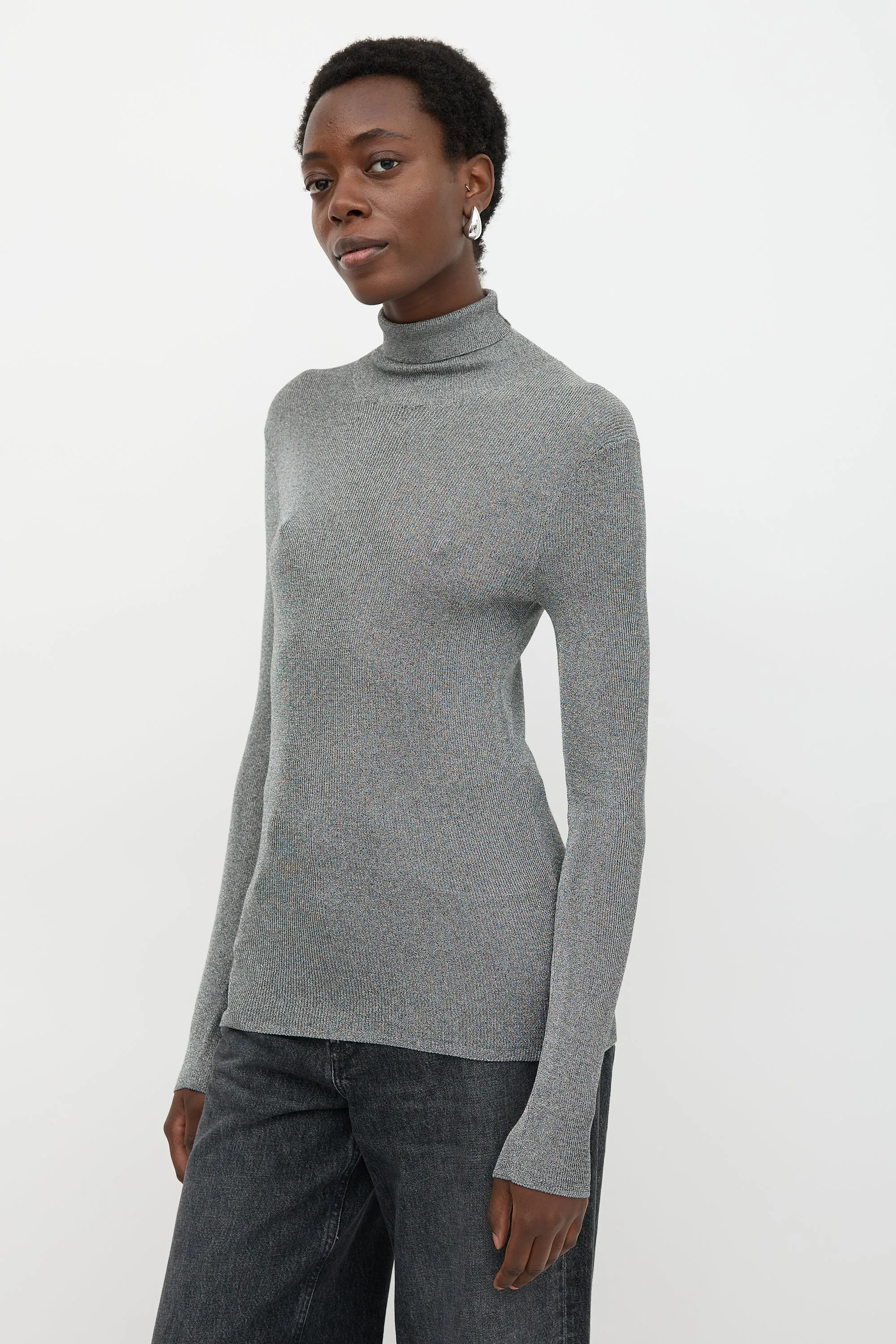 Metallic Knit Anabela Top sold by VSP Consignment product image thumbnail 3