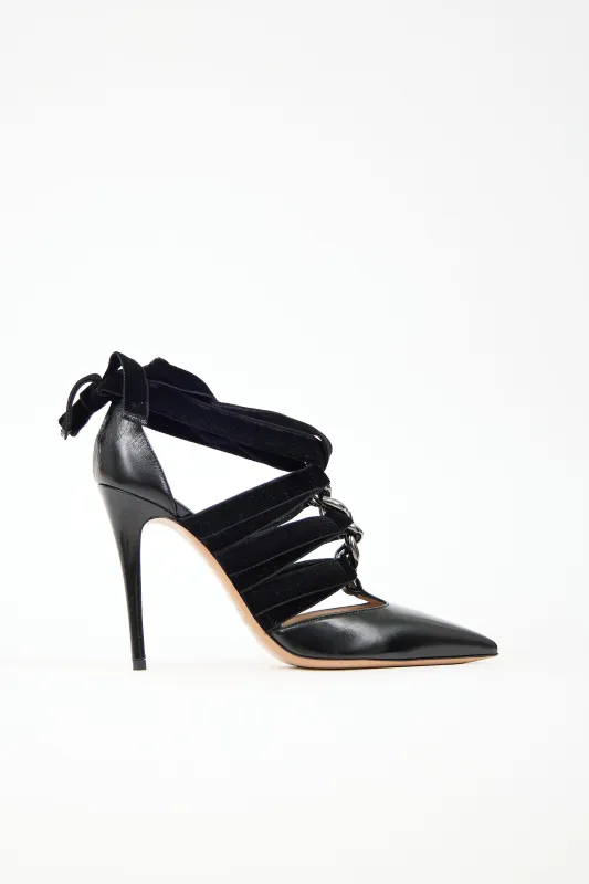 Leather & Velvet Pump sold by VSP Consignment