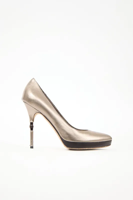 Leather Bamboo Pump sold by VSP Consignment