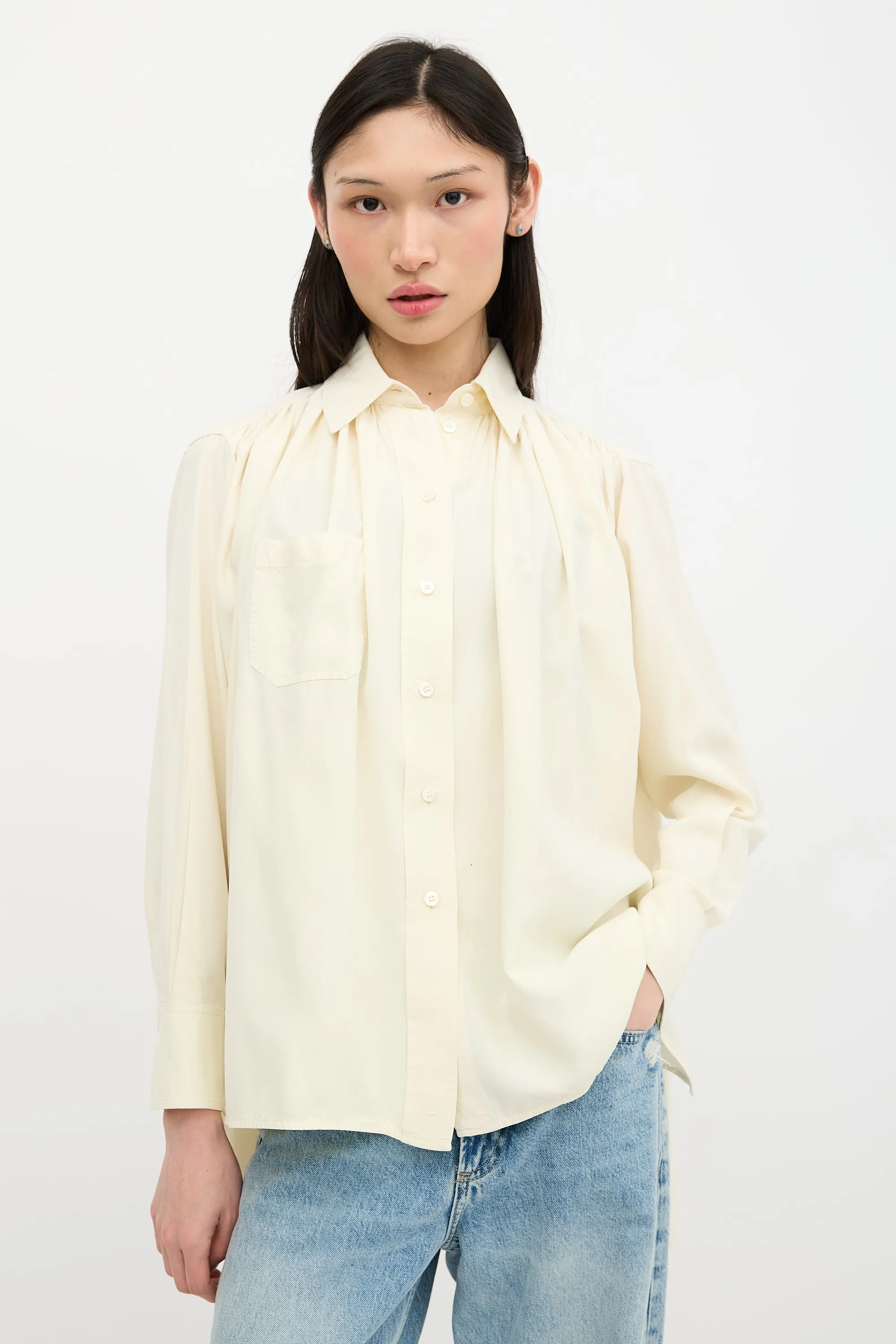 Silk Gathered Blouse sold by VSP Consignment