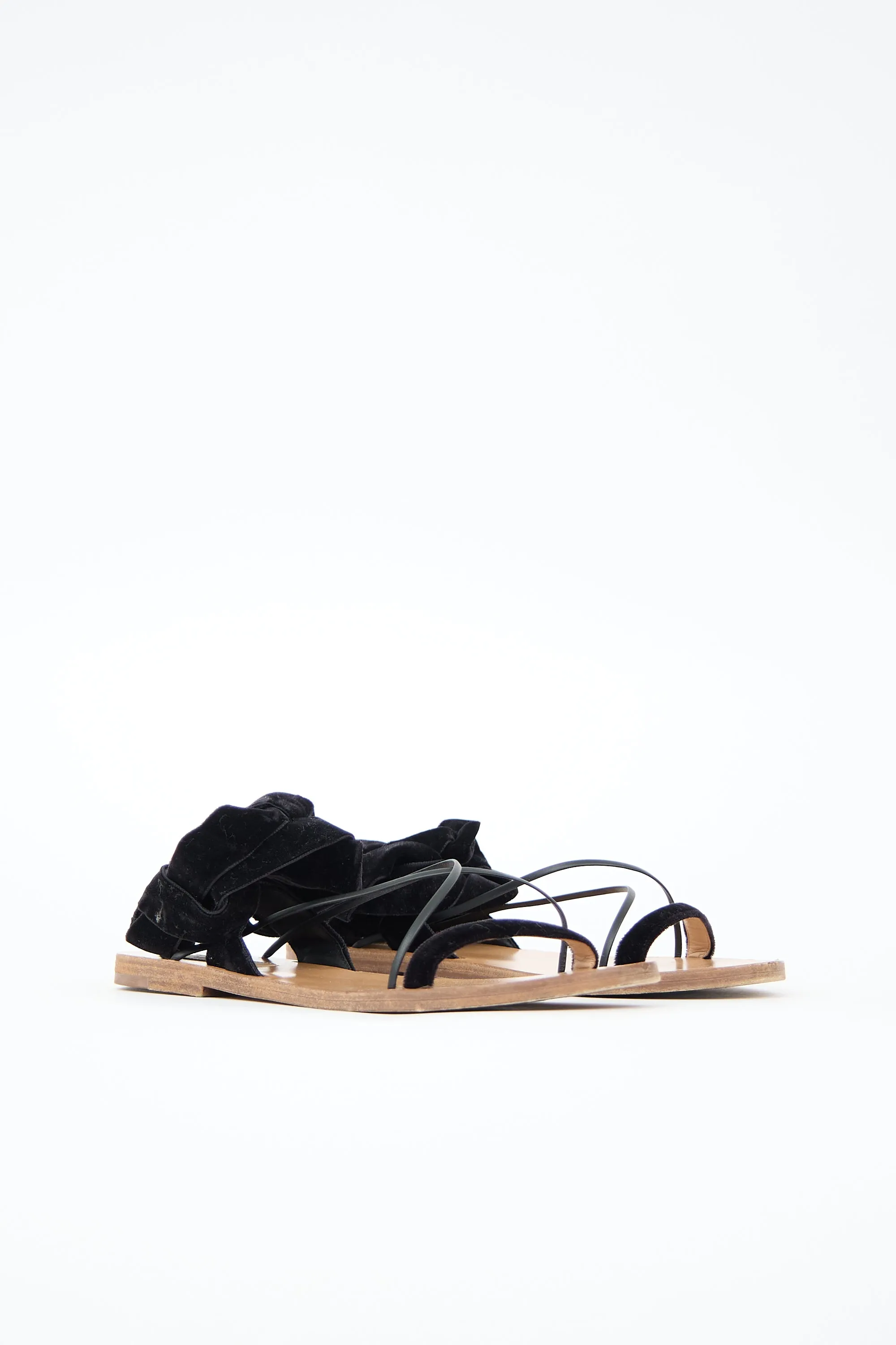 Velvet & Leather Wrap Sandal sold by VSP Consignment product image thumbnail 3