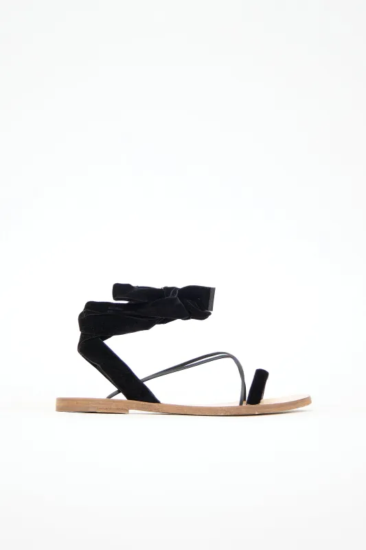 Velvet & Leather Wrap Sandal sold by VSP Consignment