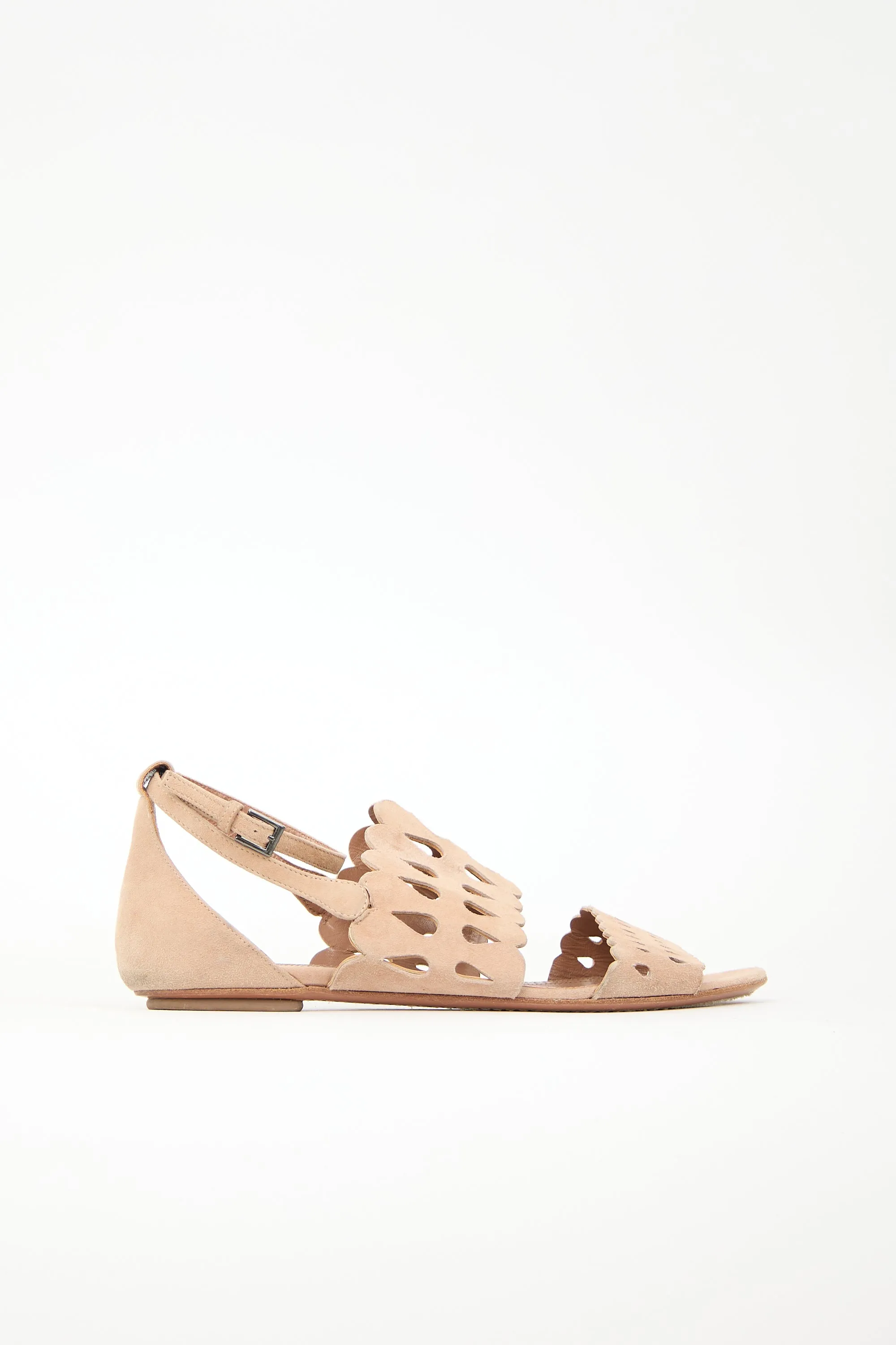 Suede Laser Cut Sandal sold by VSP Consignment