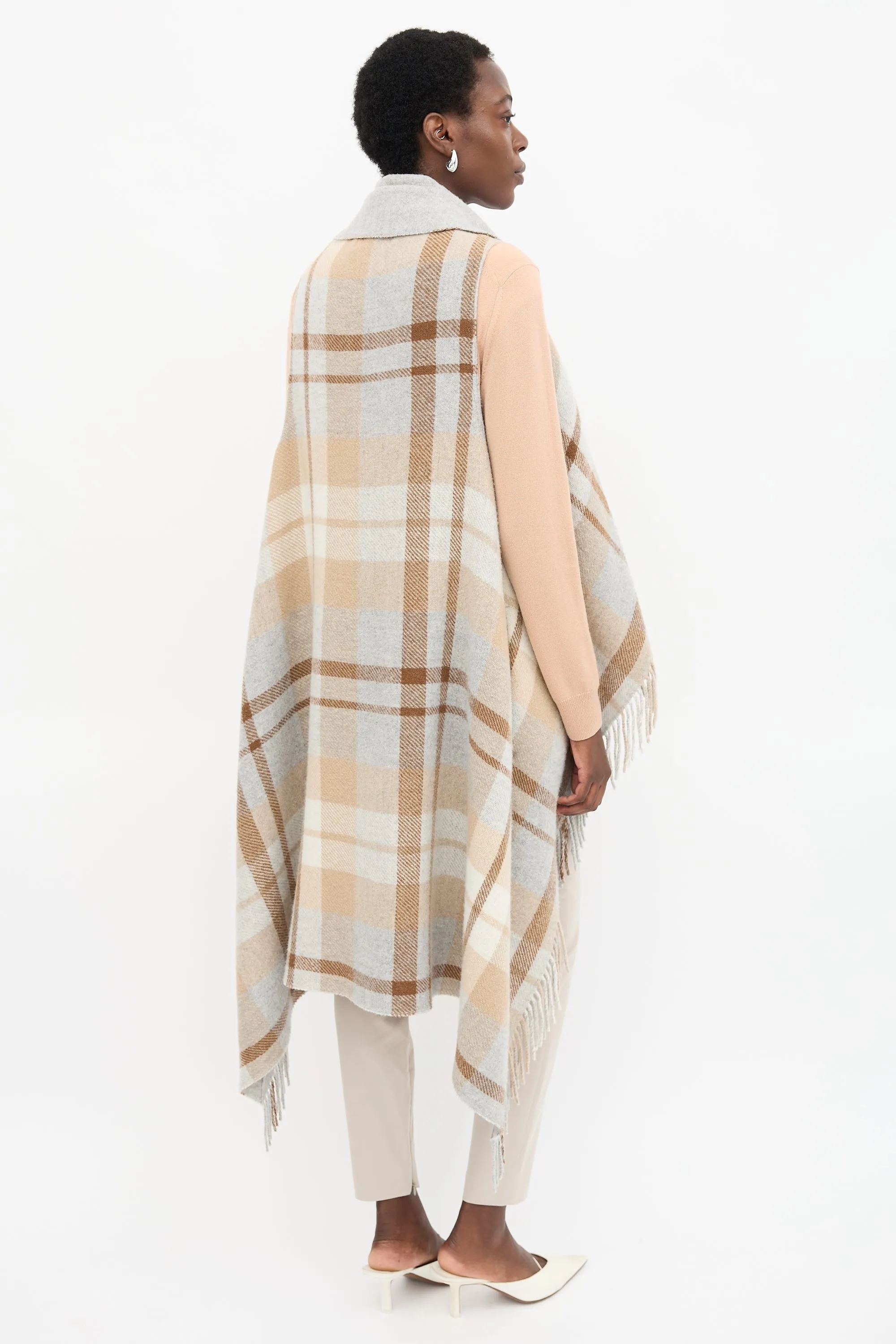 Wool Plaid Long Vest sold by VSP Consignment product image thumbnail 4
