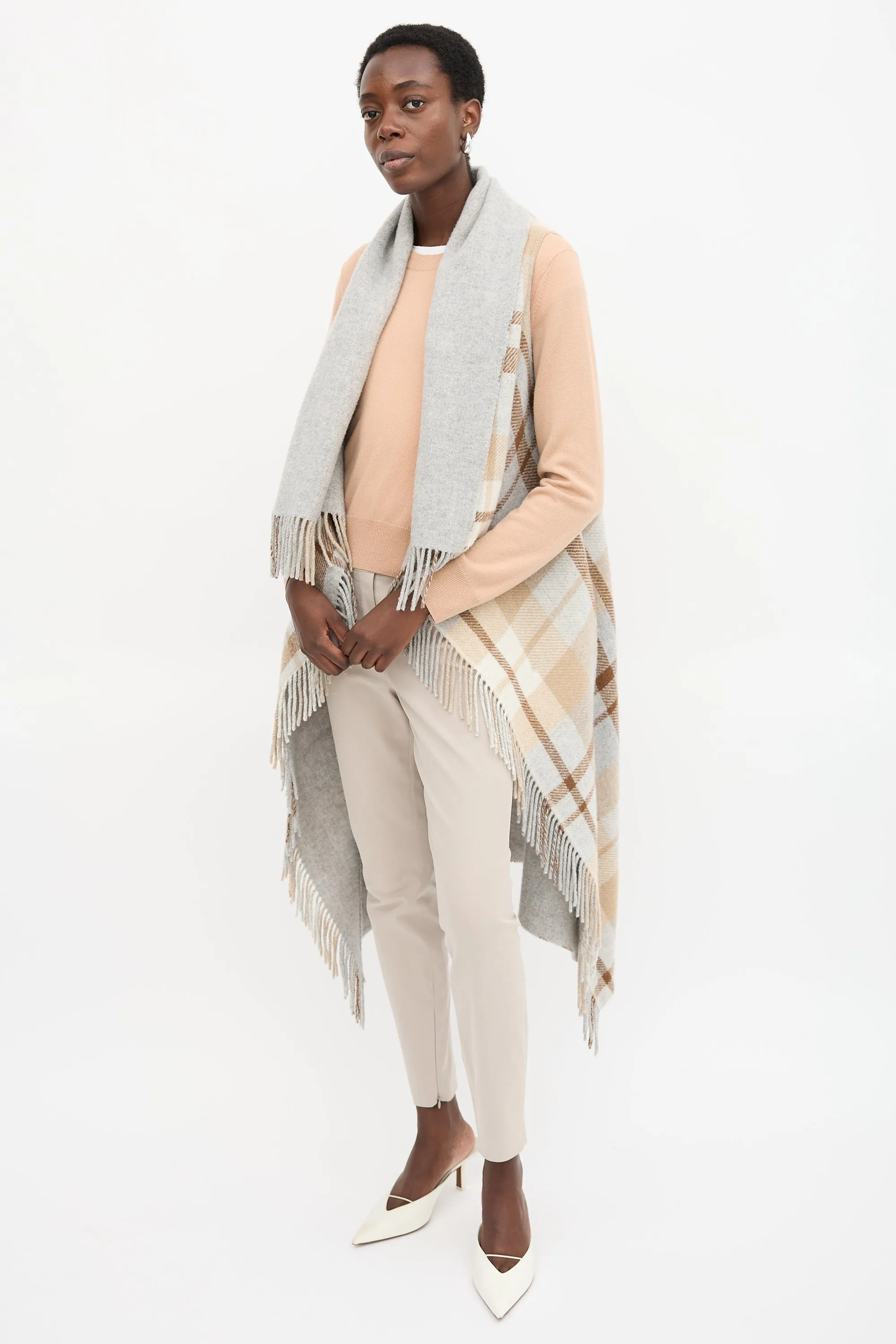 Wool Plaid Long Vest sold by VSP Consignment product image thumbnail 3