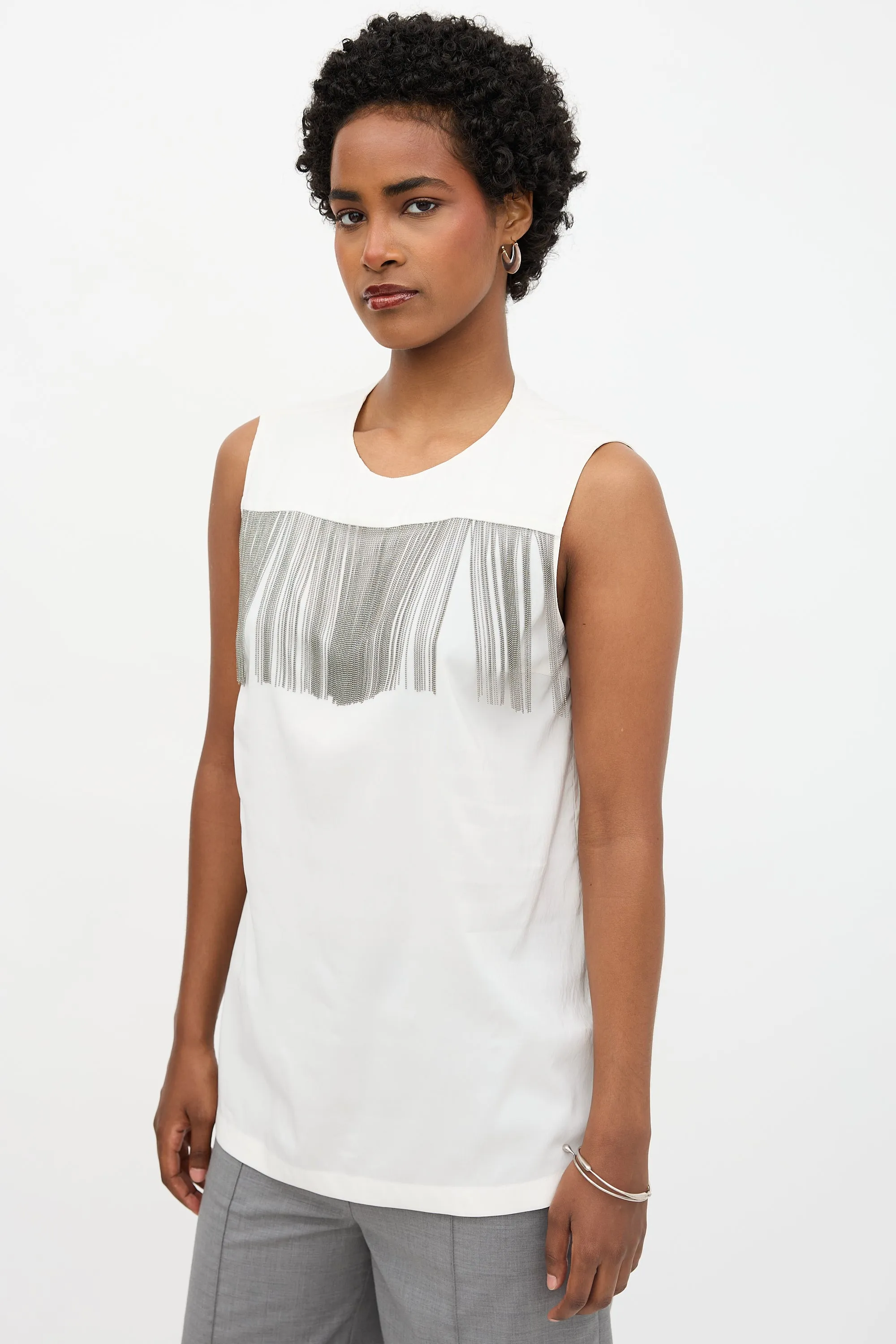 Silk Monili Fringe Blouse sold by VSP Consignment product image thumbnail 4