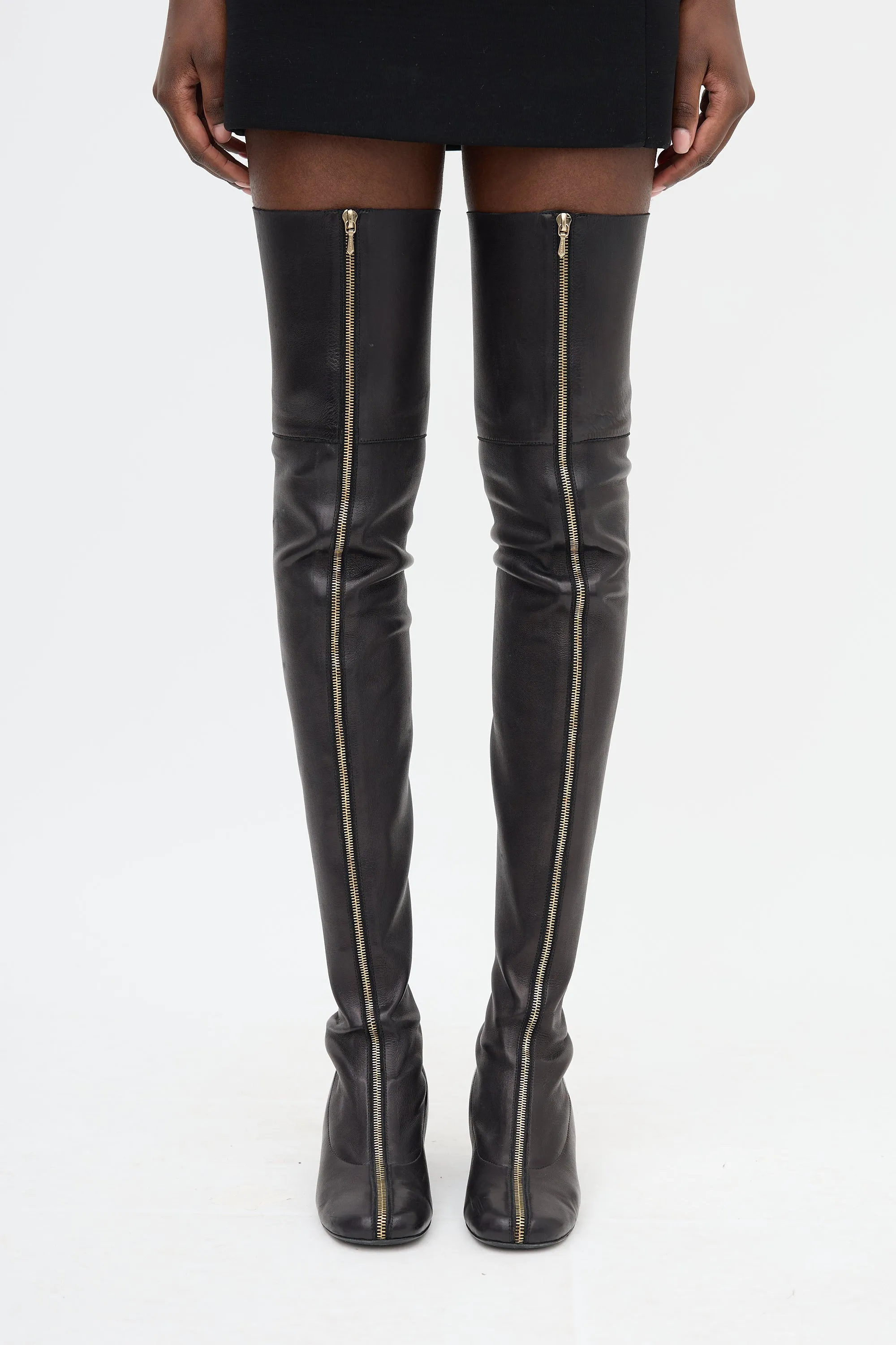 Leather Zip Thigh Boot sold by VSP Consignment product image thumbnail 2