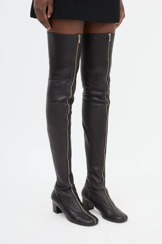 Leather Zip Thigh Boot sold by VSP Consignment