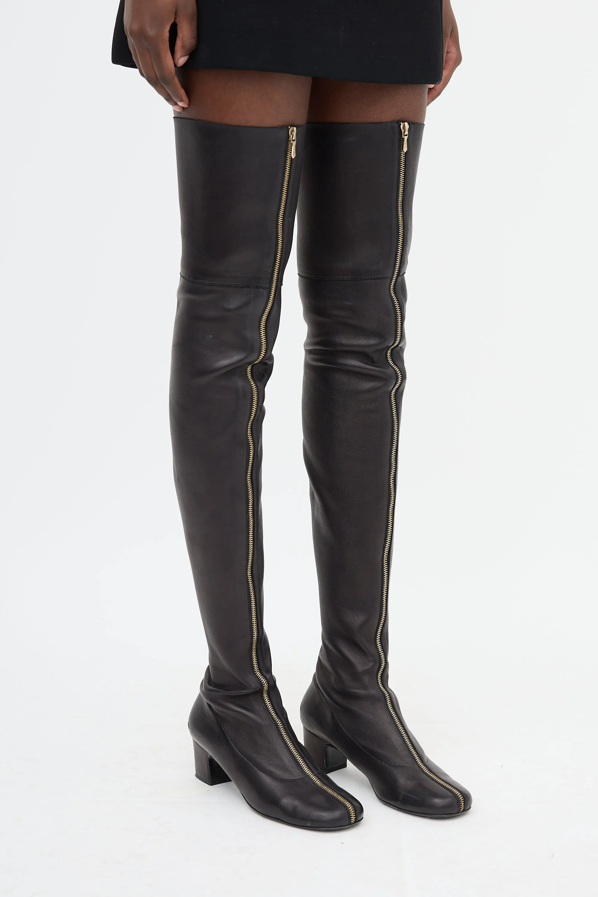 Leather Zip Thigh Boot sold by VSP Consignment