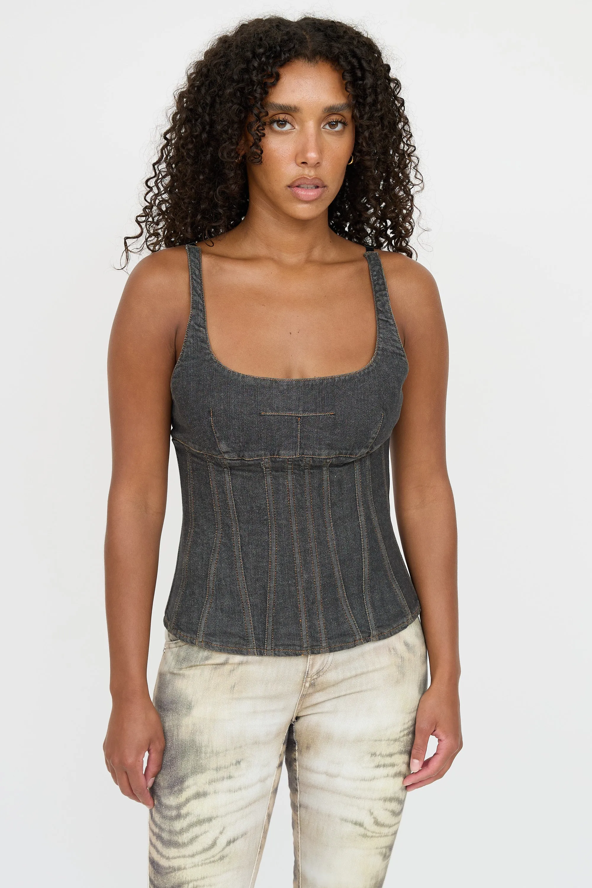 Denim Corset Top sold by VSP Consignment