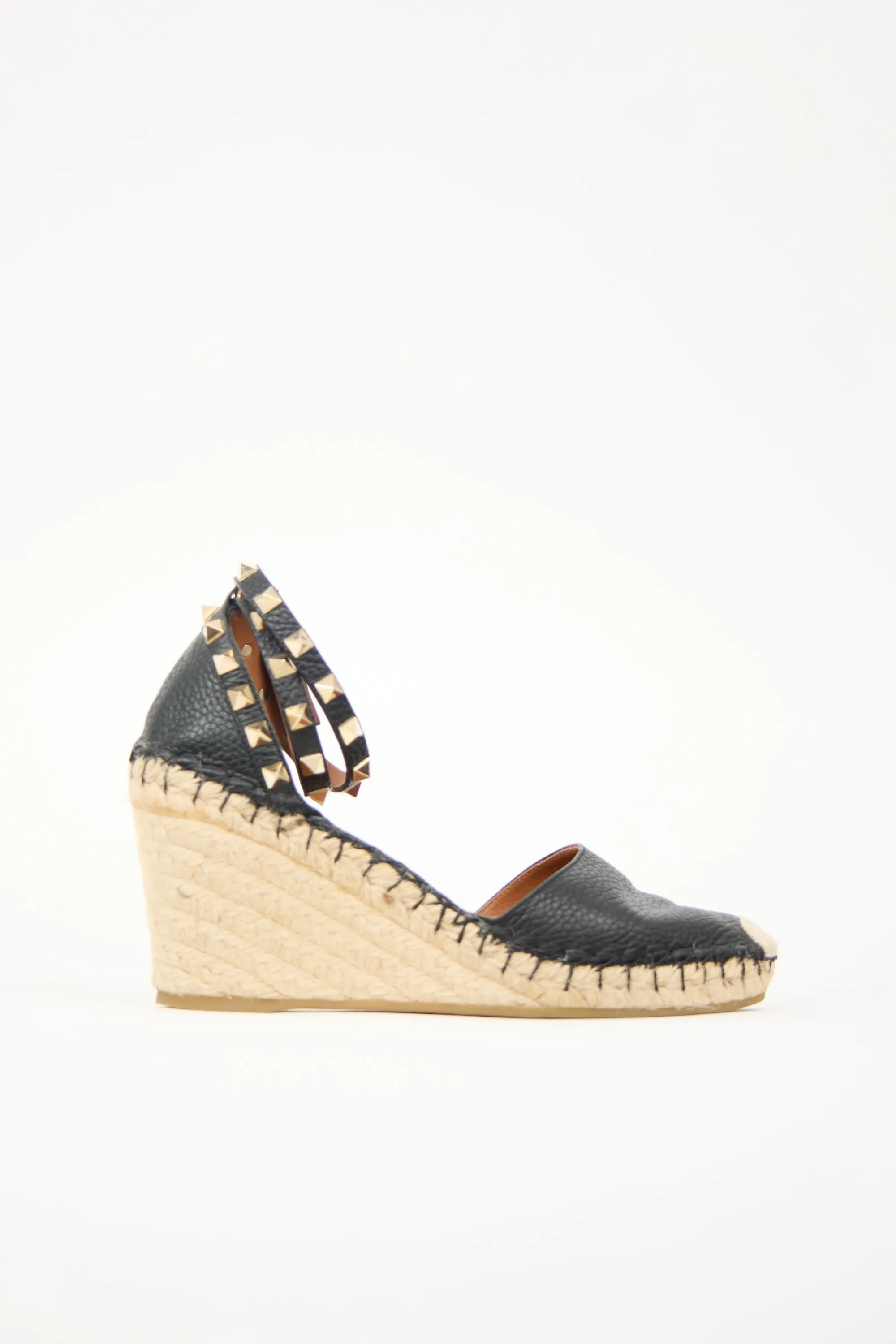 Leather Rockstud Espadrille Sandal sold by VSP Consignment