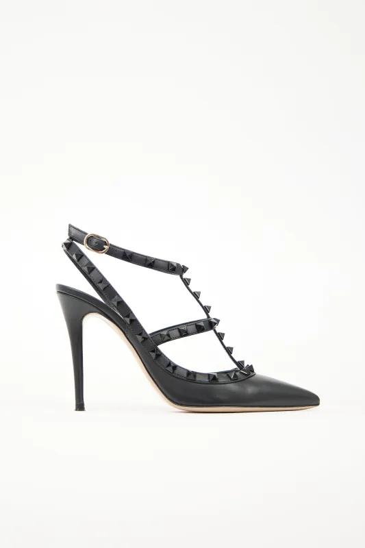 Leather Rockstud Cage Pump sold by VSP Consignment