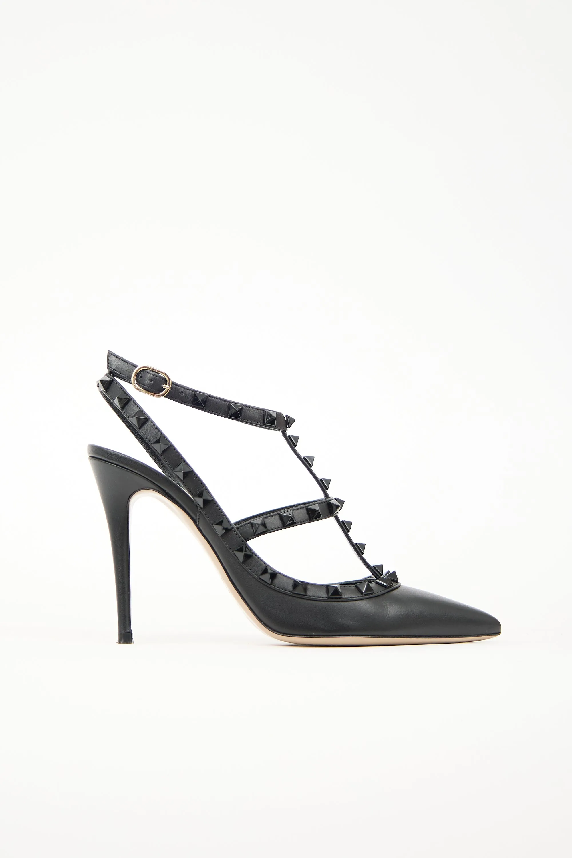 Leather Rockstud Cage Pump sold by VSP Consignment