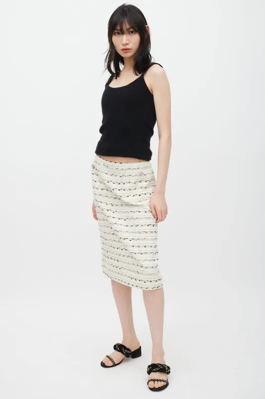 1999 Wool & Silk Stripe Tweed Skirt sold by VSP Consignment