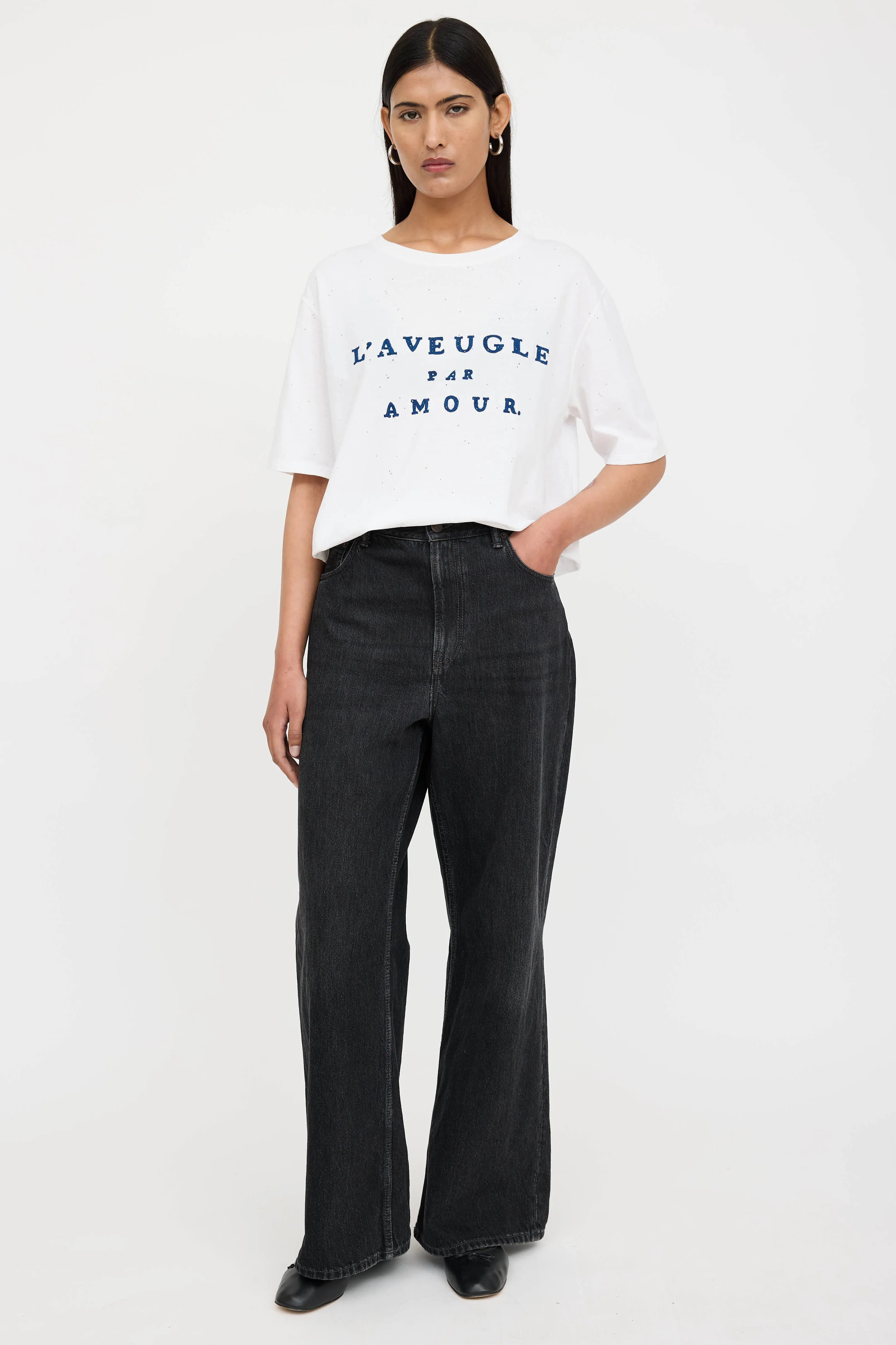 L'Aveugle Distressed Embroidered T-Shirt sold by VSP Consignment product image thumbnail 5