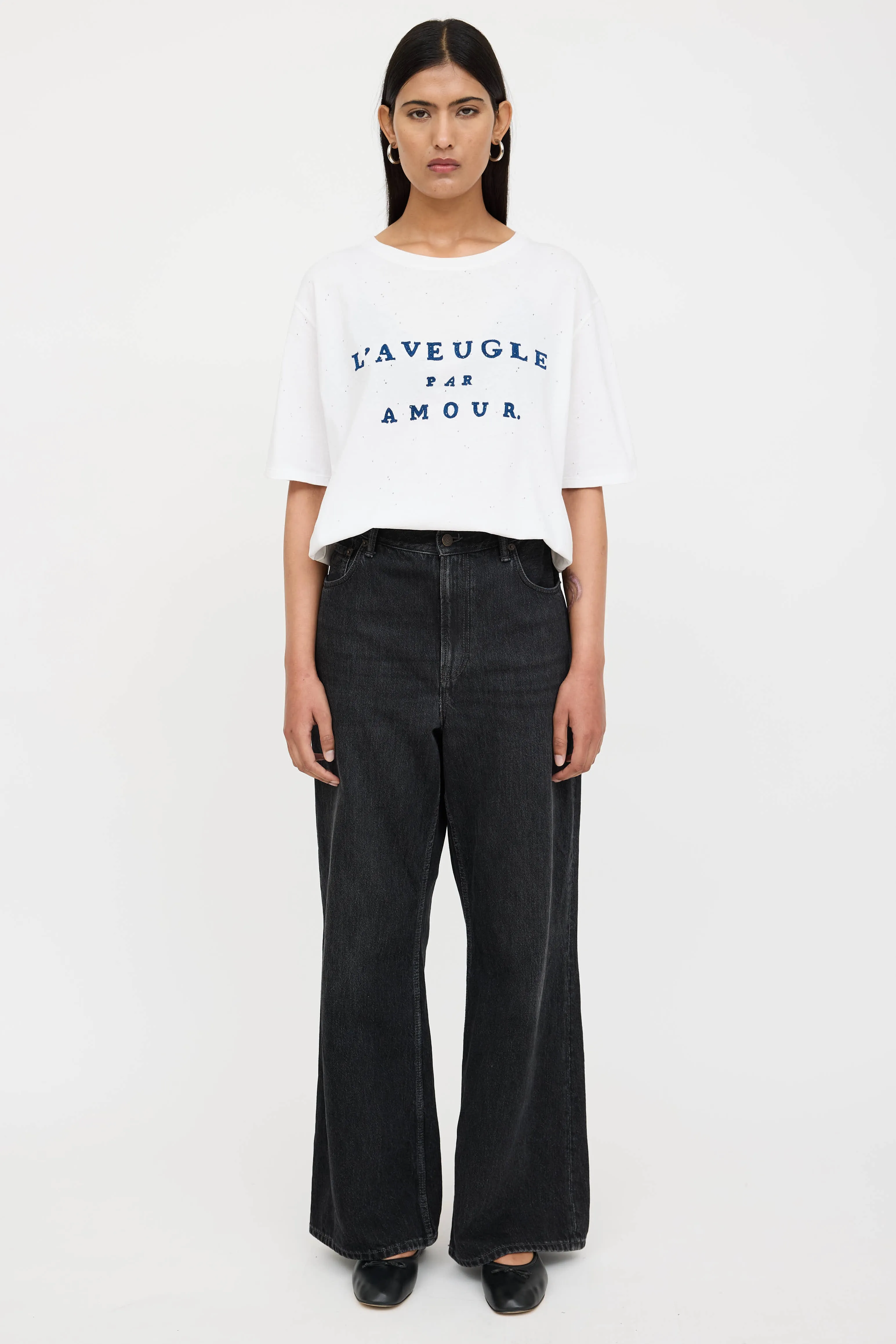 L'Aveugle Distressed Embroidered T-Shirt sold by VSP Consignment product image thumbnail 2