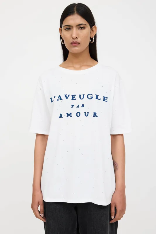 L'Aveugle Distressed Embroidered T-Shirt sold by VSP Consignment